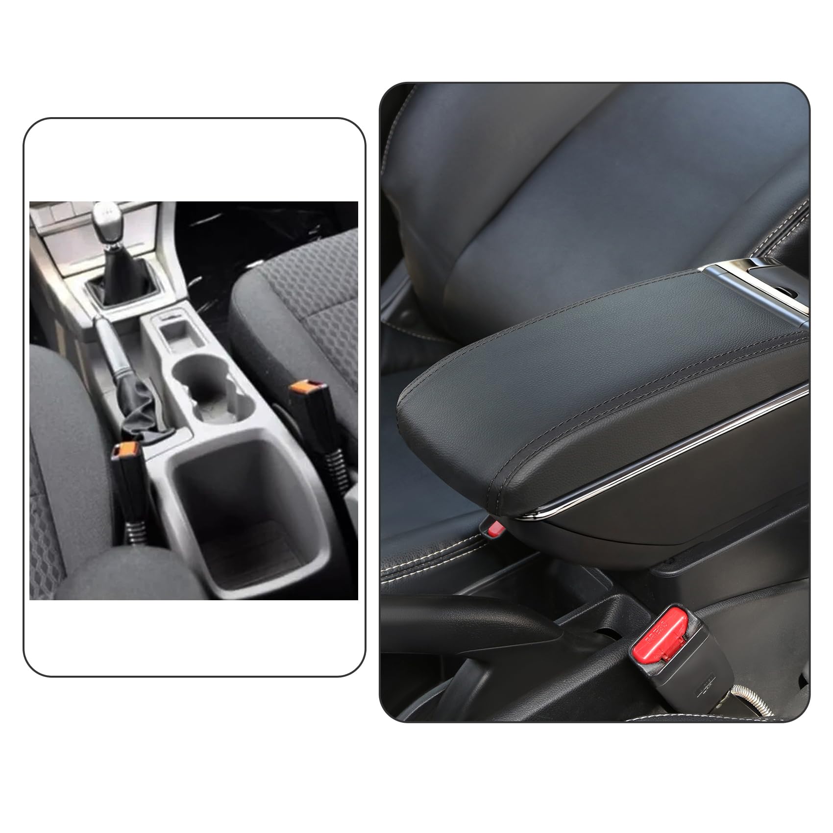 YJYWZH Armlehne für Ford Focus 2 Mk2 2005-2010 mit USB und Getränkehalter | 6 USB + 1 USB-C,Mittelarmlehne Mittelkonsole,Doppelstauraum,Verschiebbare Armauflage,PU-Leder,Schwarz