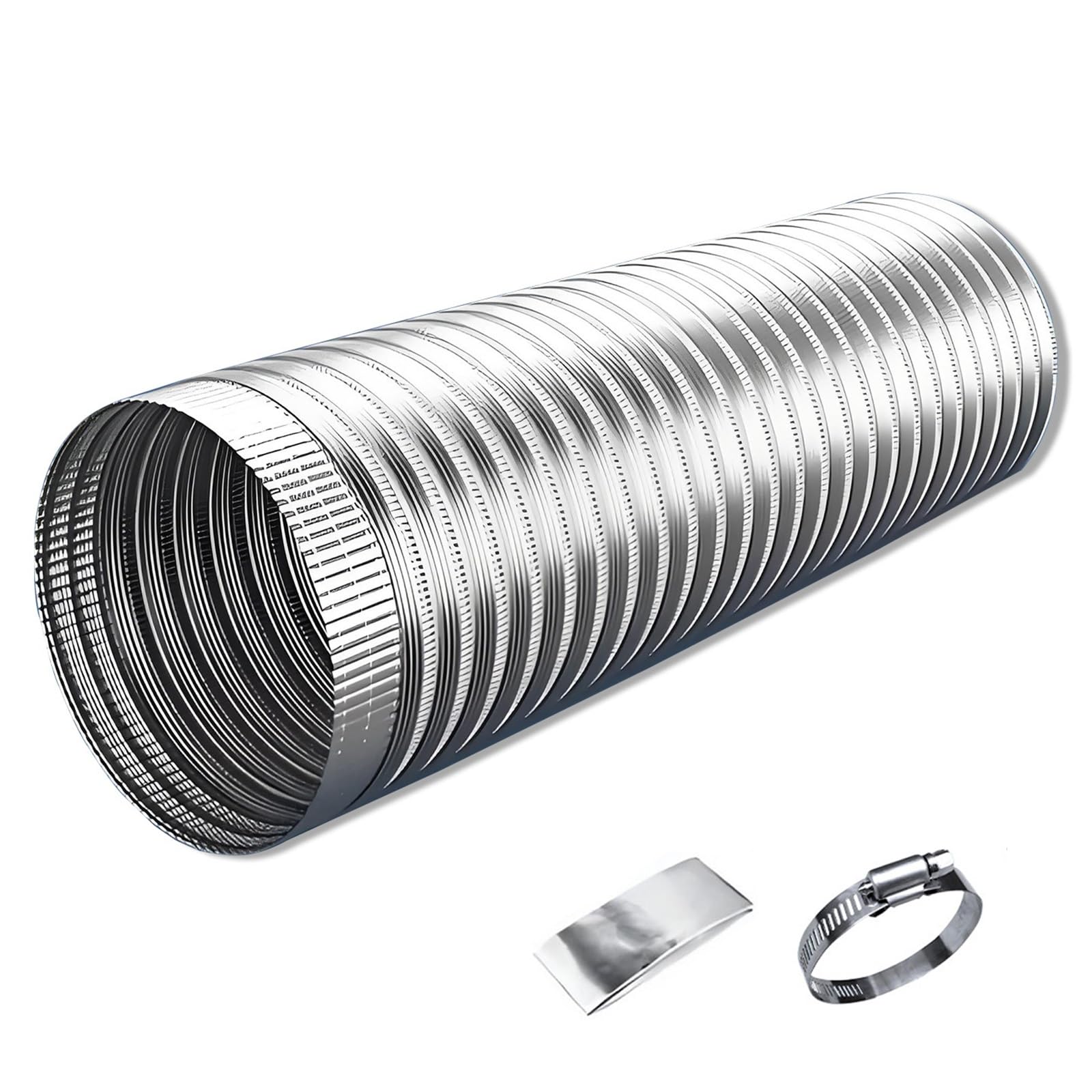 Halbstarrer Abluftschlauch für Wäschetrockner 3m, Flammhemmender Aluminium Schlauch, Lüftungsrohr für Dunstabzugshauben, Klimaanlagen und Abluftventilatoren(100mm(4in))