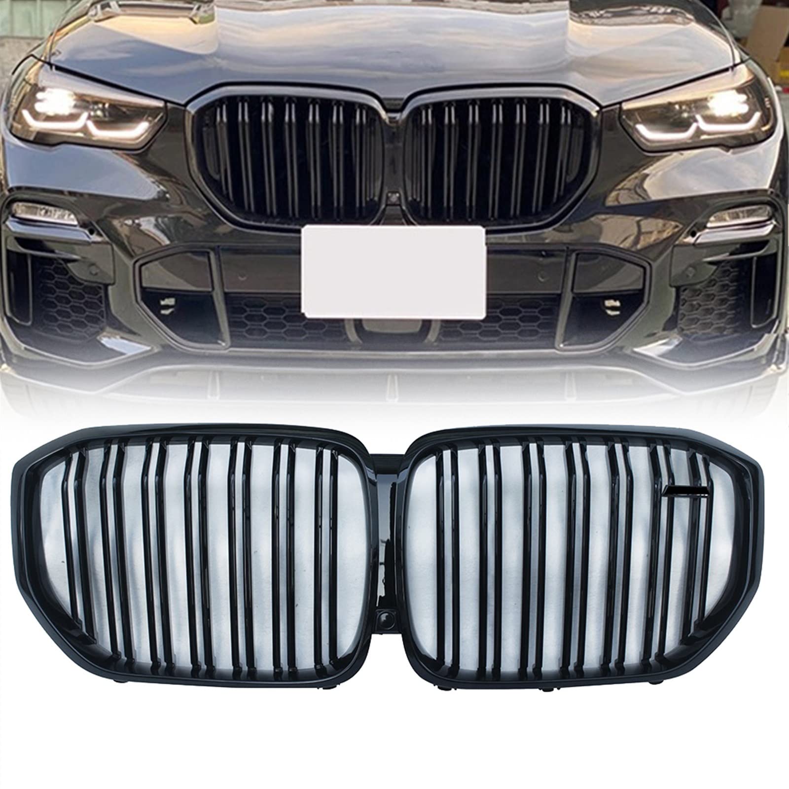 Calandre Noire Brillante 2 Lamelles X5 G05 : Affirmez votre Style sur la Route
