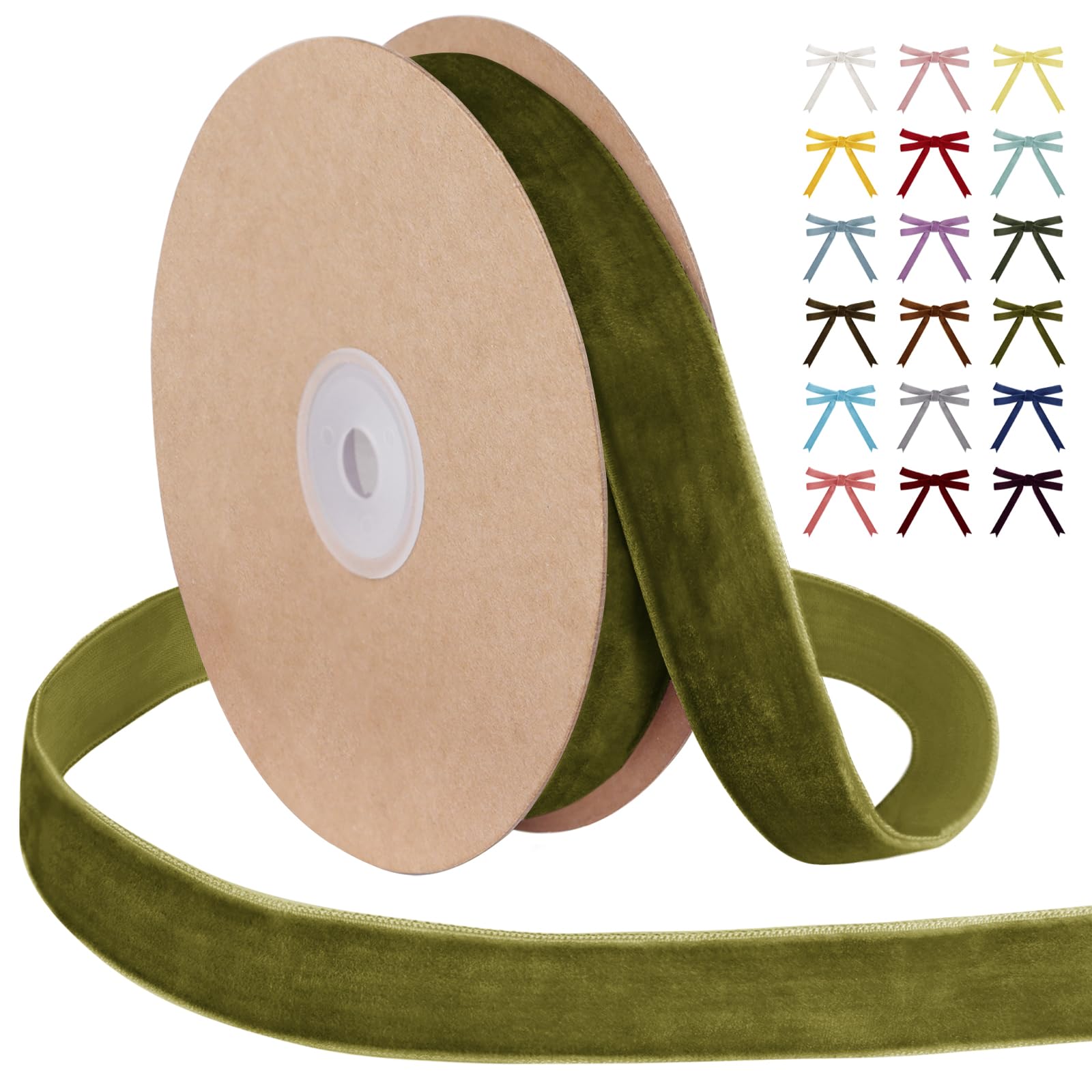 Uiopa Grass Green Velvet Ribbon, 15mm x 9m Single Face Wrapping Ribbon, Vintage Velvet Ribbons for Gift Wrapping, Wreaths, Wedding, Party, Home Decor, DIY Crafts โ image 1