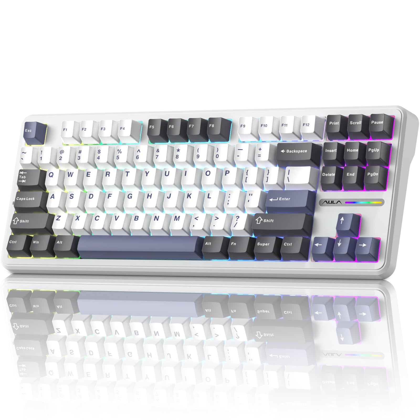Aula F87 Pro Gaming Keyboard Tri-Mode BT5 0 2 4GHz USB-C Hot-Swappable RGB Wireless Mechanical Keyboard Gasket Mount
