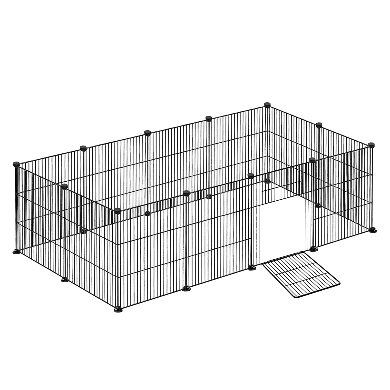 YRHome Recinto exterior de rejilla para conejos, conejillos de indias, jaula para animales pequeños, incluye puerta, recinto de animales pequeños,142 x 72 x 36 cm, color negro