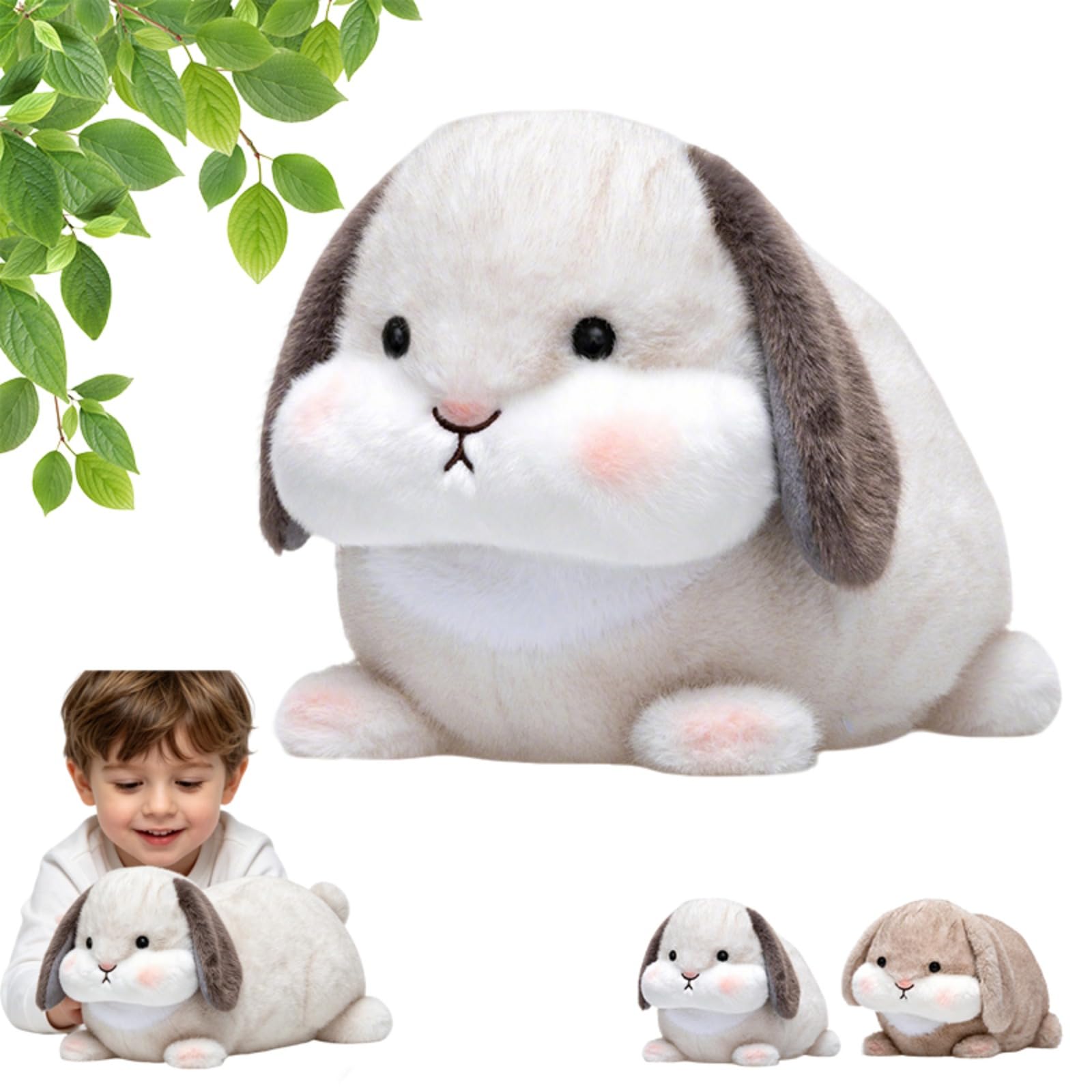 ZBELLO Plush Rabbit Toy, Cute Lop-Eared Bunny Plush Toy, Soft Kawaii Rabbit Stuffed Animal Pillow for Kids Adults, Multiple Sizes (38cm,white)