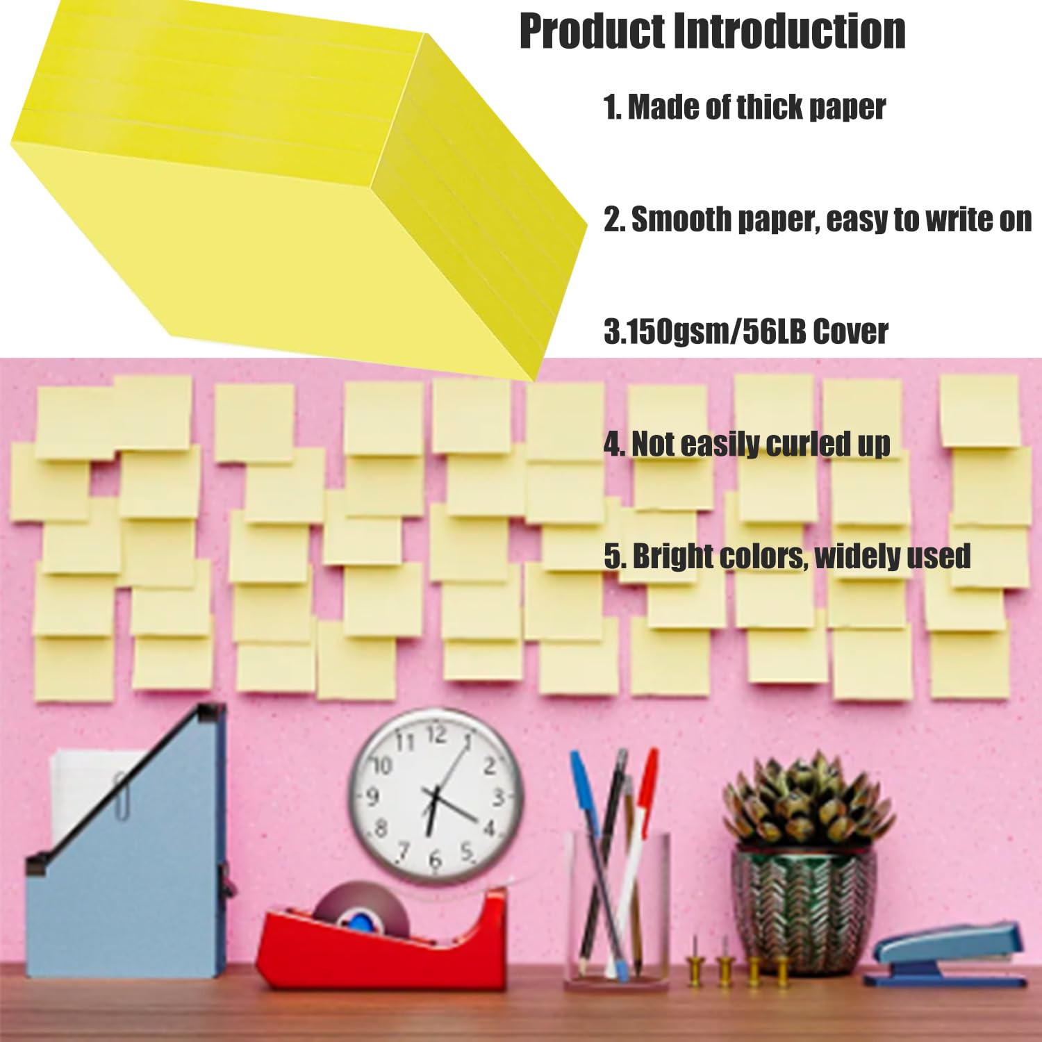 7500 Blatt Super Sticky Notes, Packung mit 100 Blöcken, 75 Blatt pro Block, 76x76 mm,Gelb Haftnotizen-Extra-stark klebende Notizzettel für Notizen,To-Do-Listen und Erinnerungen,Büro, Schule,Familie