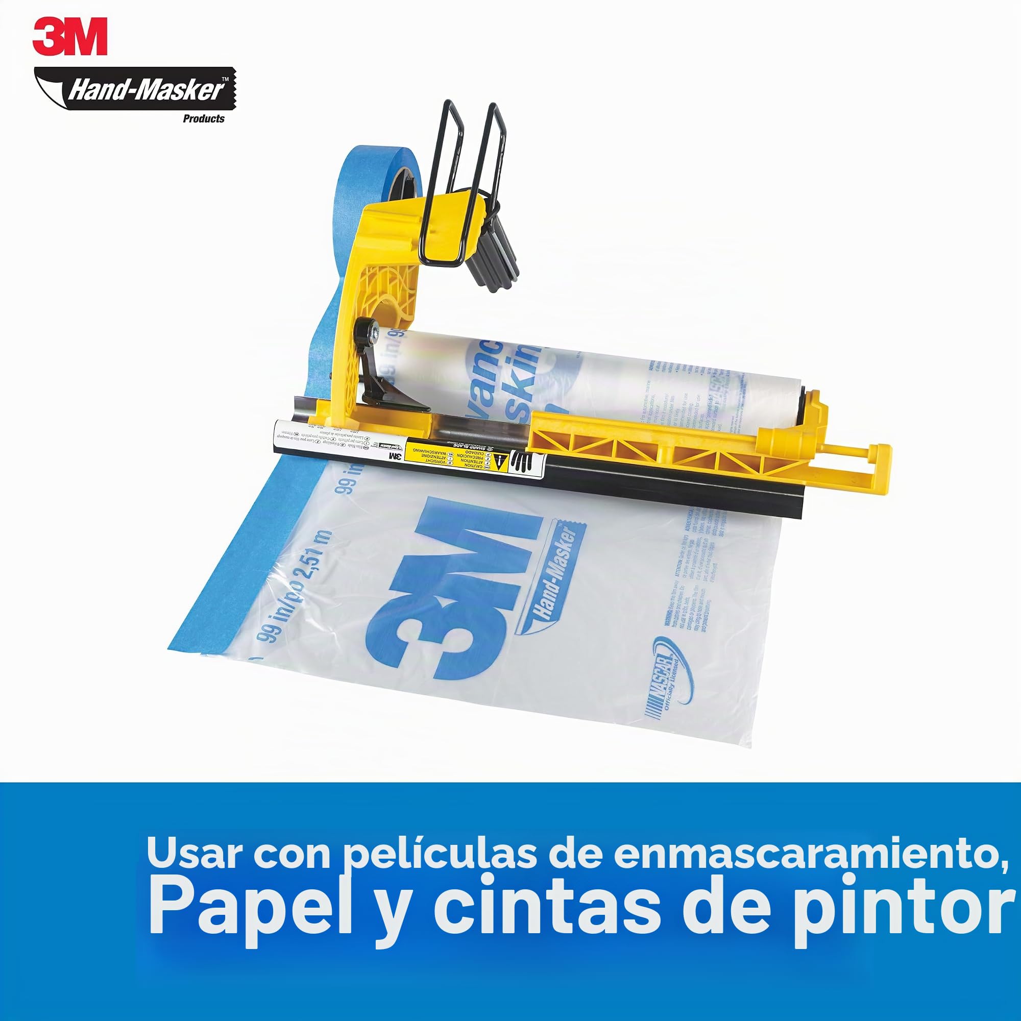 3M Hand-Masker M3000 Kit Premontado con Film y Cinta Adhesiva para Enmascarar - Óptimo para Ventanas, Puertas, Bañeras y Otras Superficies - Protección contra las Salpicaduras de Pintura