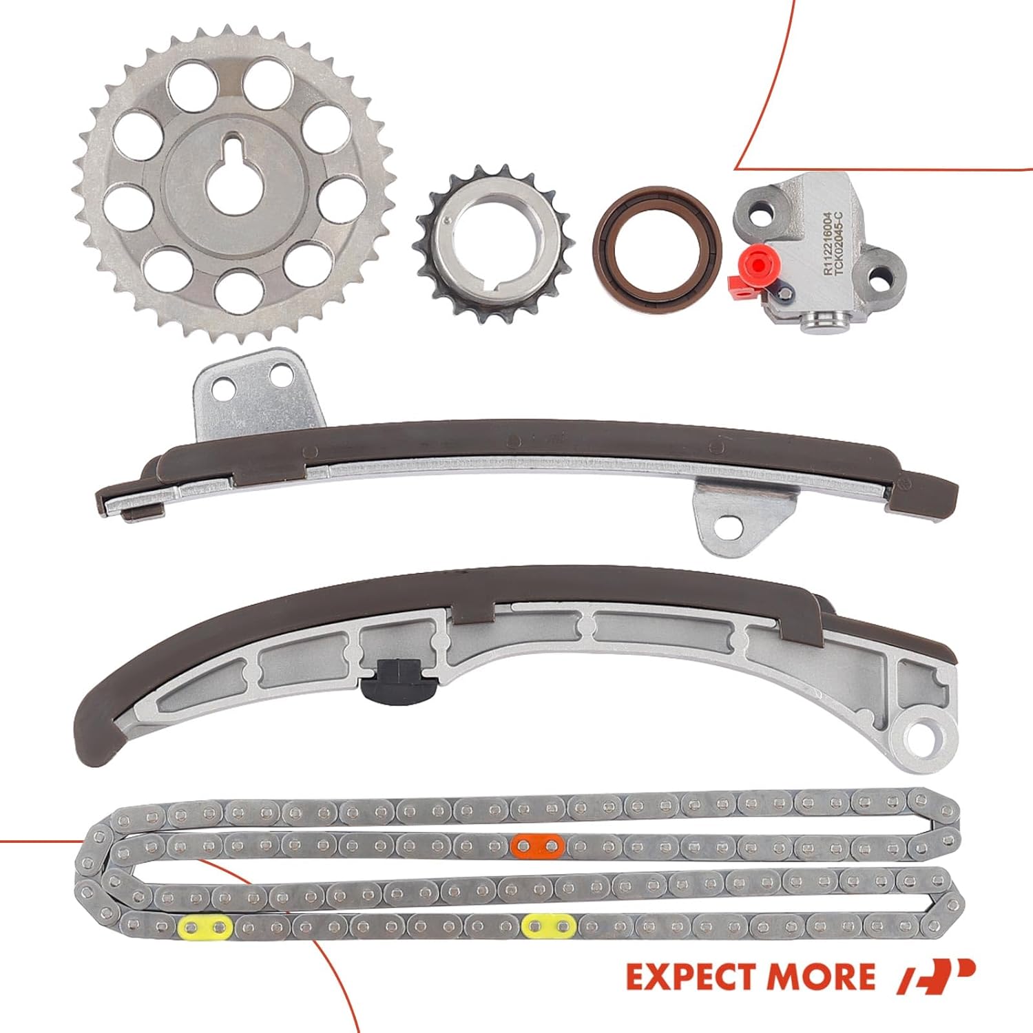 A-Premium Engine Timing Chain Kit W/Guide Rail & Sprocket & Tensioner [fit DOHC, 4Cyl 1.5L] Compatible with Toyota Echo, Prius 2004-2009, Prius C 2012-2013, Yaris 2006-2015 & Scion xB xA 2004-2006
