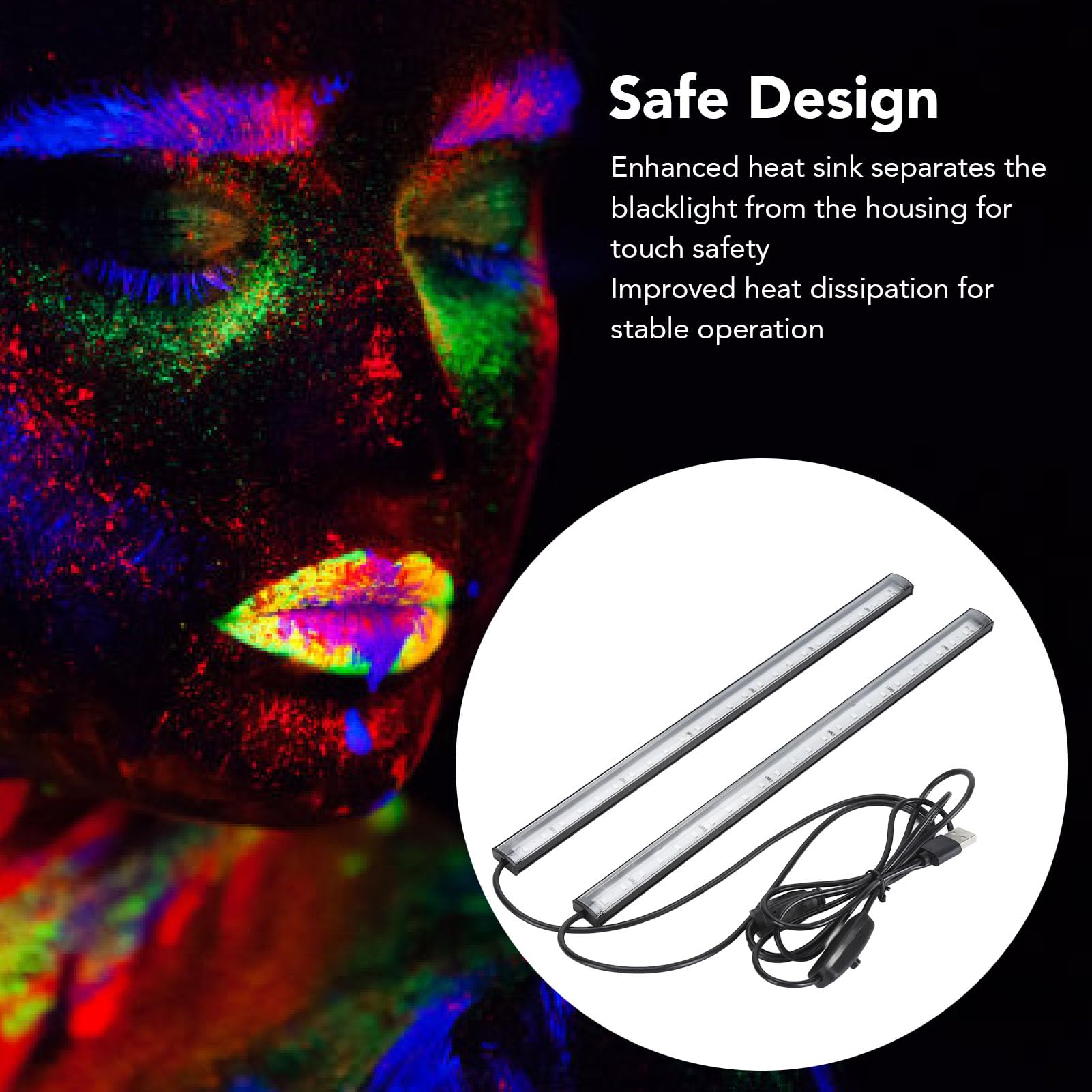 goodstumbler 10W Led Black Light Bar with USB, Uv Lamp for Halloween, Body Paint, and Urine Detection, Glow in Dark Led Light Bar, Uv Light for Decoration