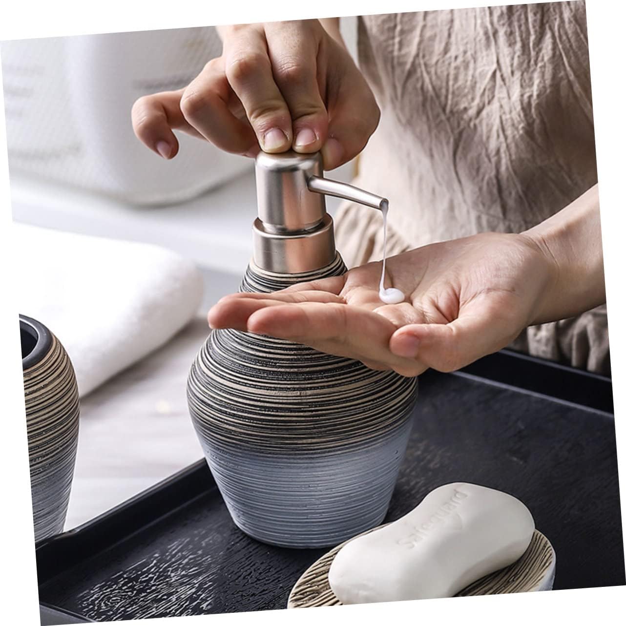 5pcs Ceramic Toothbrush Holder Bathroom Organizers Tooth Brush Holder Gargle Cup Soap Travel Toothbrush Cup