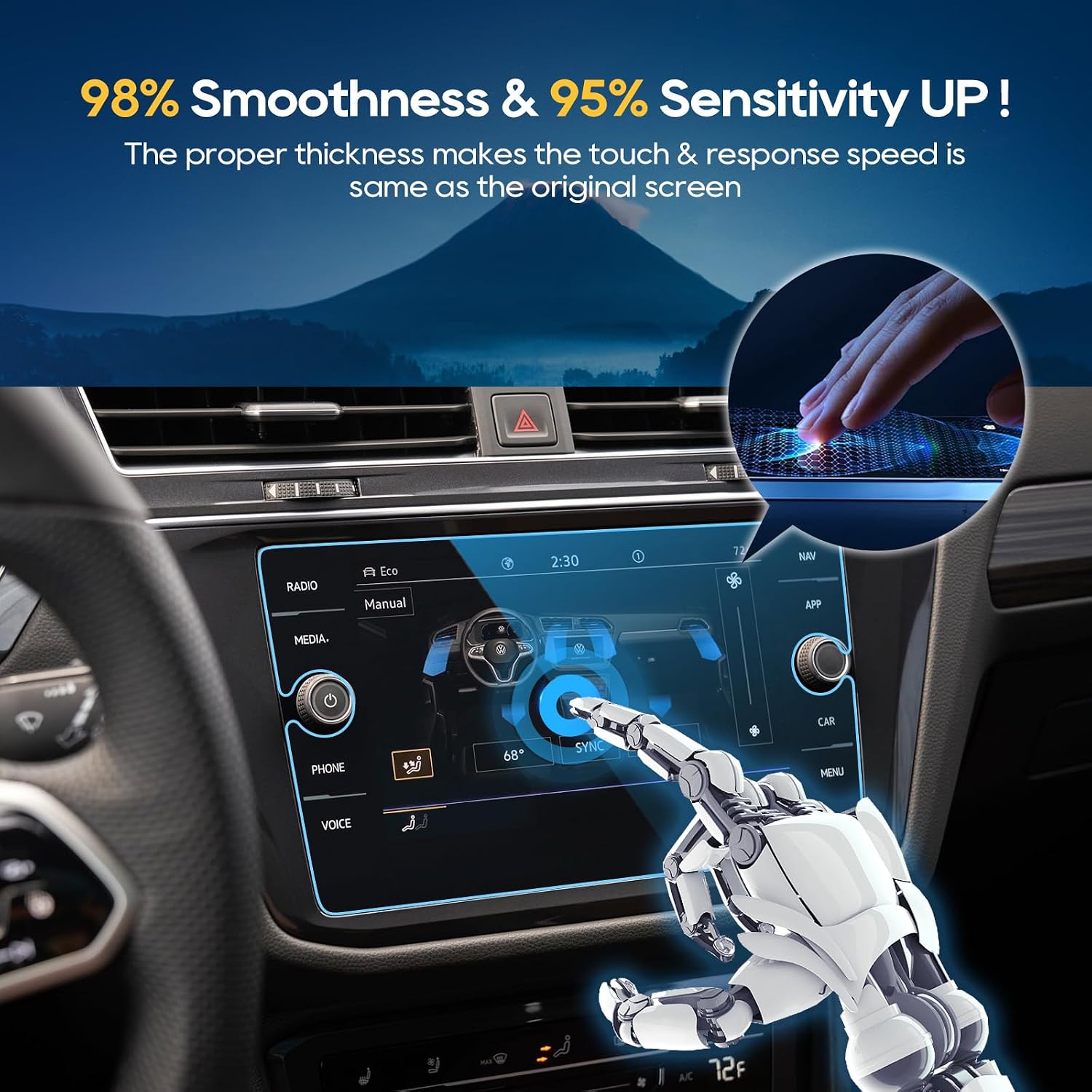 For 2024 Volkswagen Tiguan Screen Protector 2018~2024 Tiguan (SE/SE R-Line Black/SEL/SEL R-Line) 8 Inch Navi Touchscreen [HD Glass] 2018~2024 Tiguan Accessories Anti-Fingerprint 9H Hardness Glass