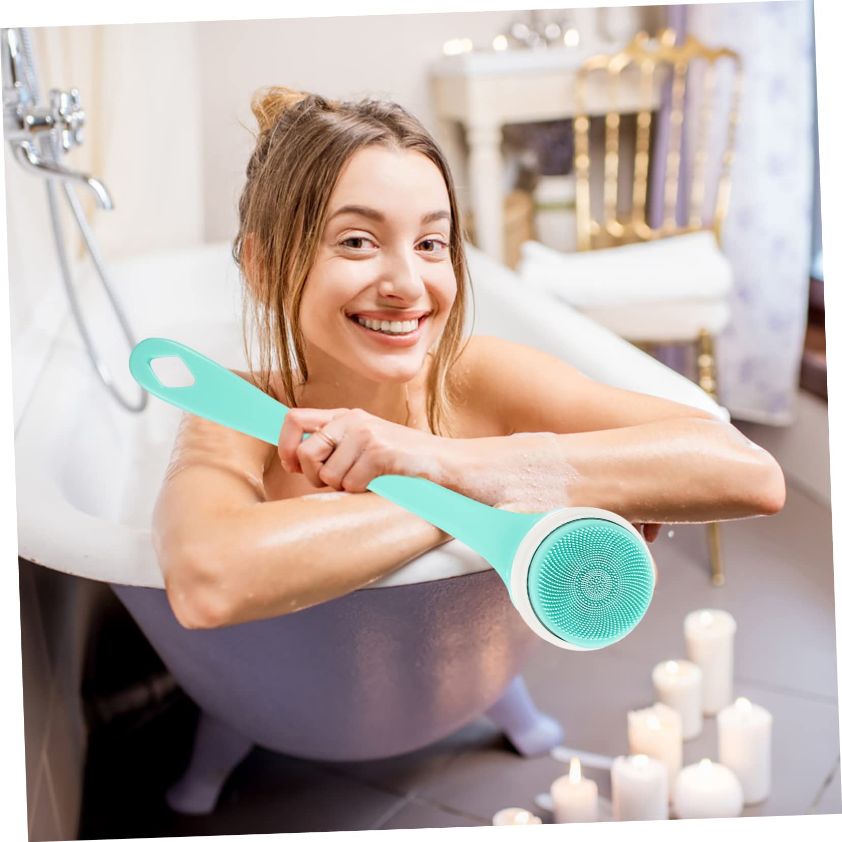 FRCOLOR Elektrische Körperbürste für Dusche 1800mah Ip67 mit Langem Griff und 3 Stufen Reinigt den Körper Angenehm