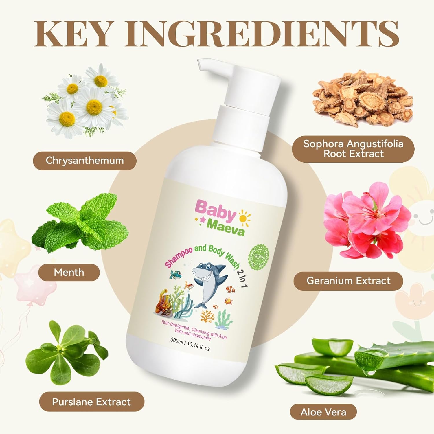 2-in-1 Shampoo and Body Wash for Babies and Kids of all Ages, Vegan, Tear Free, Hair and Body Cleanser, Dermatologically Tested | 10.4 Fl Oz | 300 ml