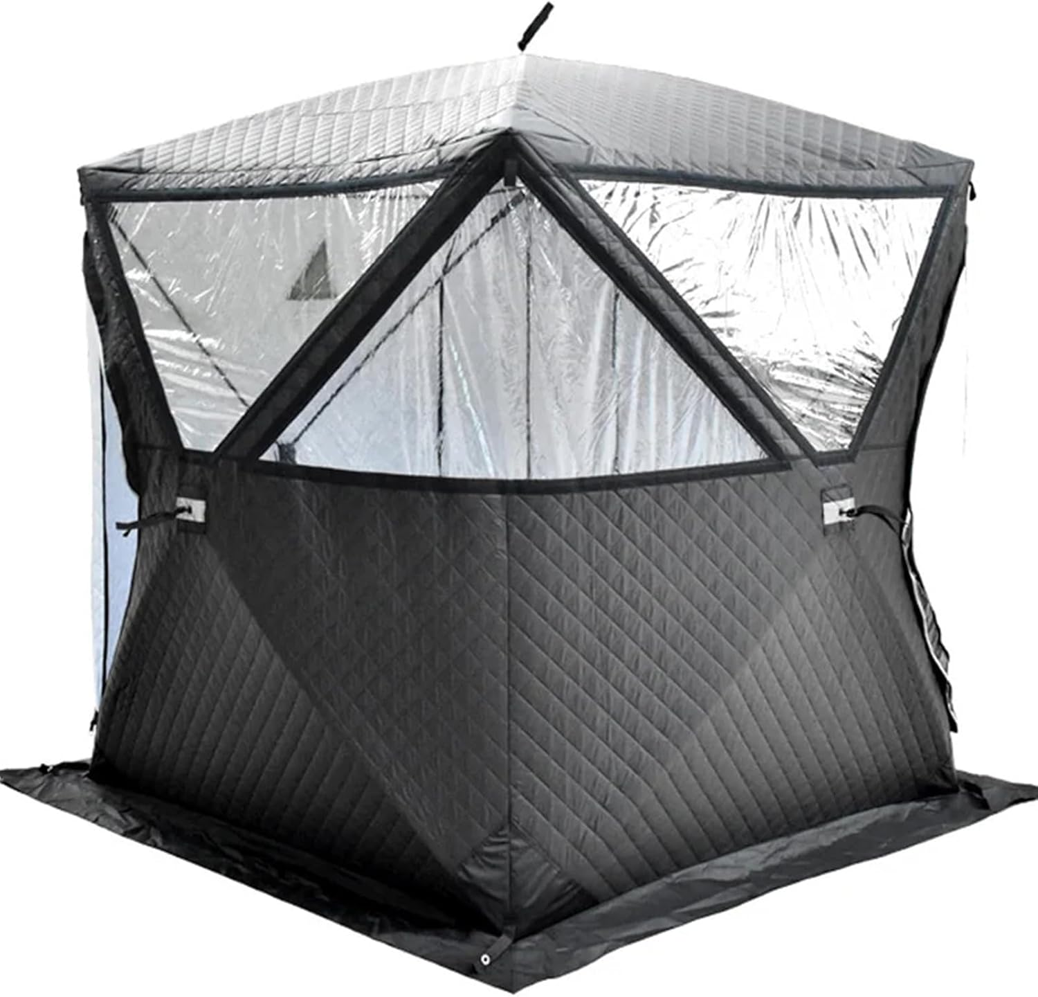 Insulated Ice Fishing Shelters with Thickened Ice Pad,Pop-Up Portable Ice Fishing Tent 3-6 Person Angler Thermal Hub Shelter Tent for Outdoor Ice Fishing with Carrying Bag