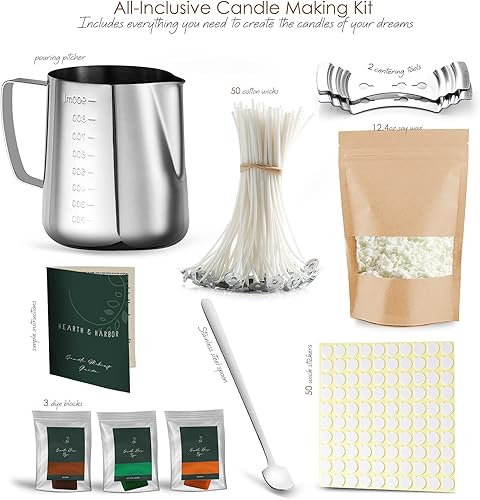 Miniatura 2 de Hearth & Harbor Cera de soja para hacer velas, cera de soja natural para hacer velas, bolsa de 12.4 onzas, copos de cera de soja premium, 50 mechas