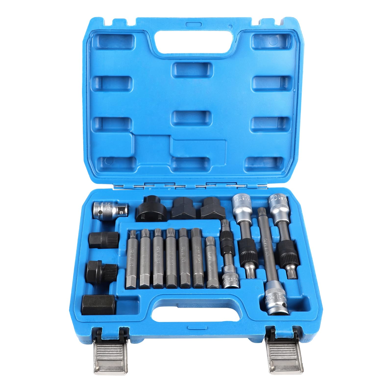 Kit Attrezzi per alternatore 18 Pezzi, Set di Chiavi a Bussola ed estrattore per la rimozione della puleggia dell’alternatore, Compatibile con Ford, Audi, BMW, Mercedes, Volkswagen
