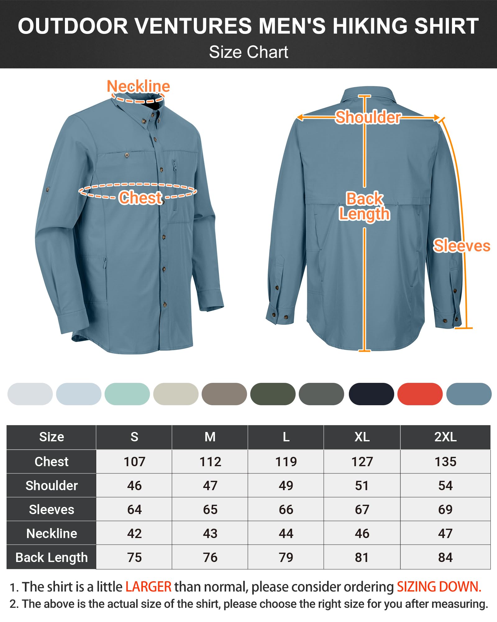 Camisa de manga larga para hombre, camisa de manga larga, de secado rápido, ligera, transpirable, protección UV 50+, con bolsillos, camisa de trabajo para pesca, correr, senderismo, camping