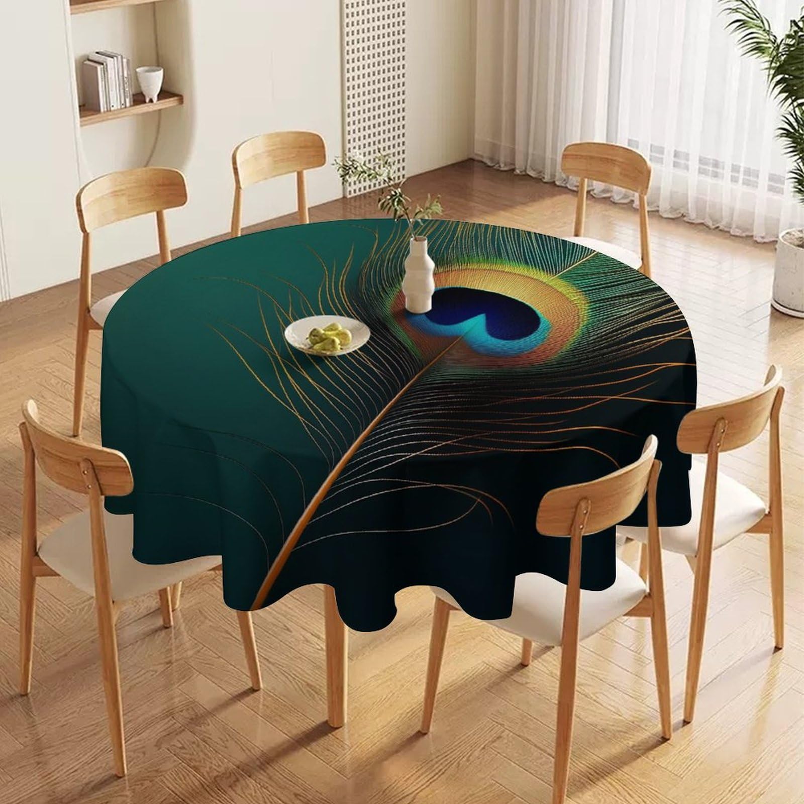 ORDOBO 3D Printed Tablecloth - Abstract Mountain Round Tablecloth Wipeable For Kitchen Dinner Picnic Party Home Fashion Print Table Cover Decoration 91X91Cm
