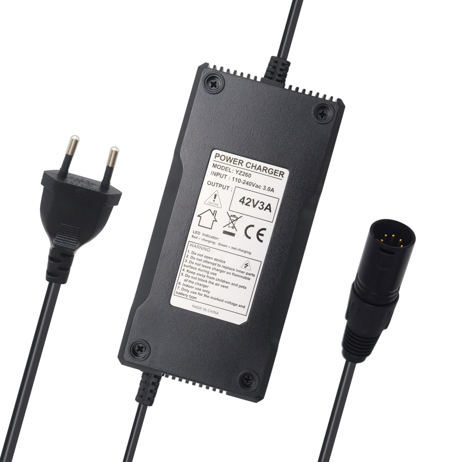 xiixtoo Power Supply Charger Charging Cable for Pedelec Charger (42 V) 36 V Batteries 5-Pin XLR 3 A 126 W