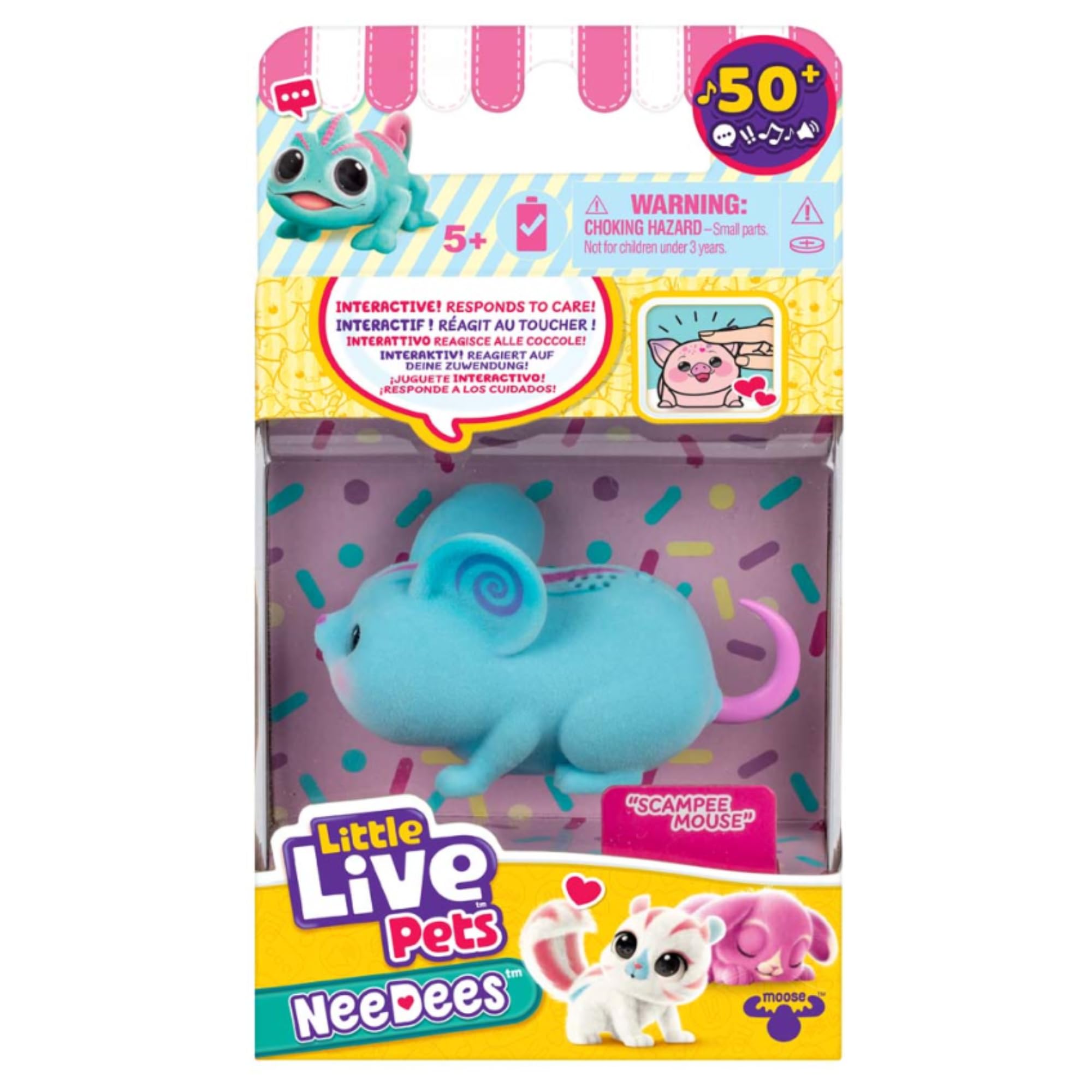 Little Live Pets NeeDees with 50+ Sounds & Reactions - (Candy Series - Scampee Mouse)