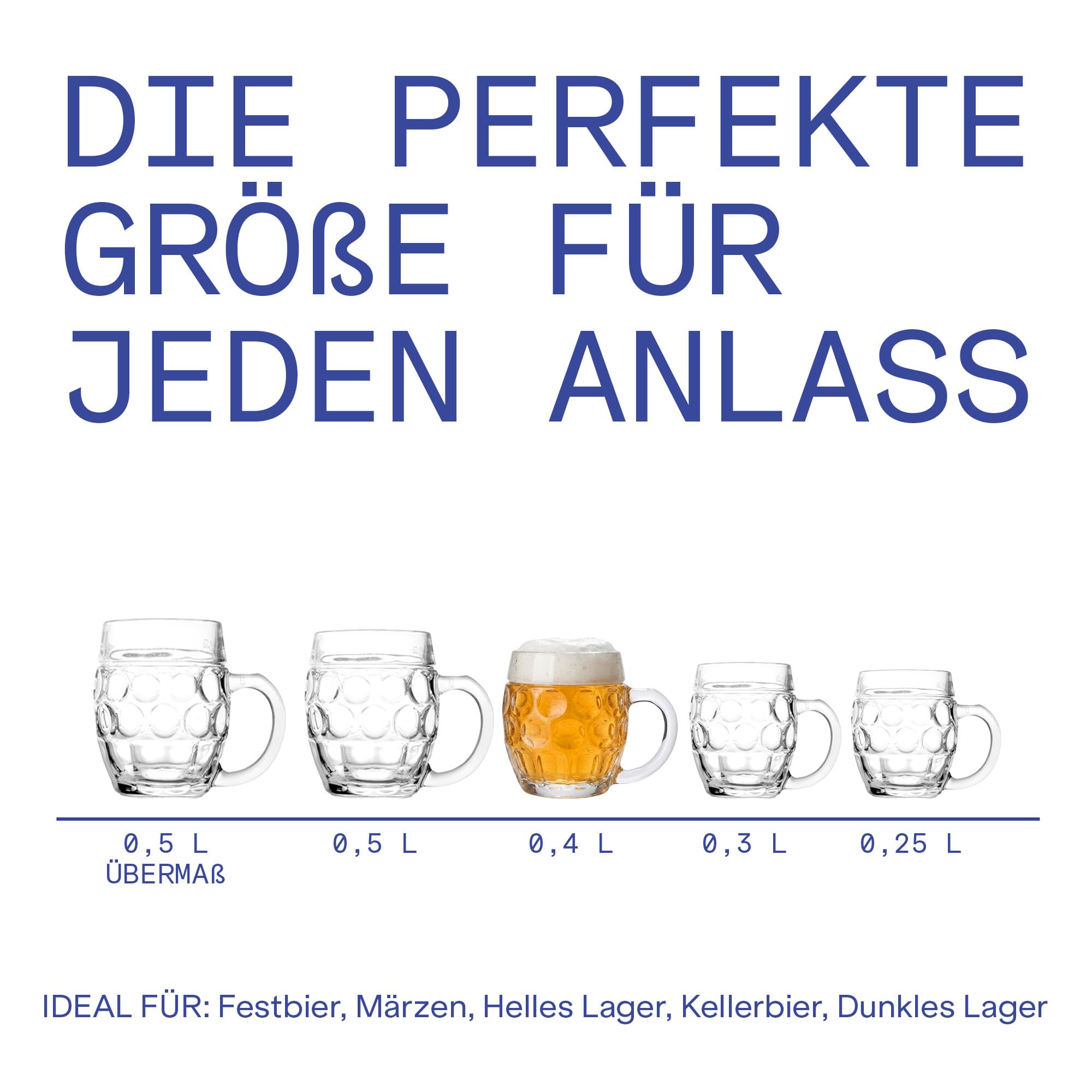 Tübinger Bierkrüge mit Henkel Bierkrug 400 ml, 6er-Set