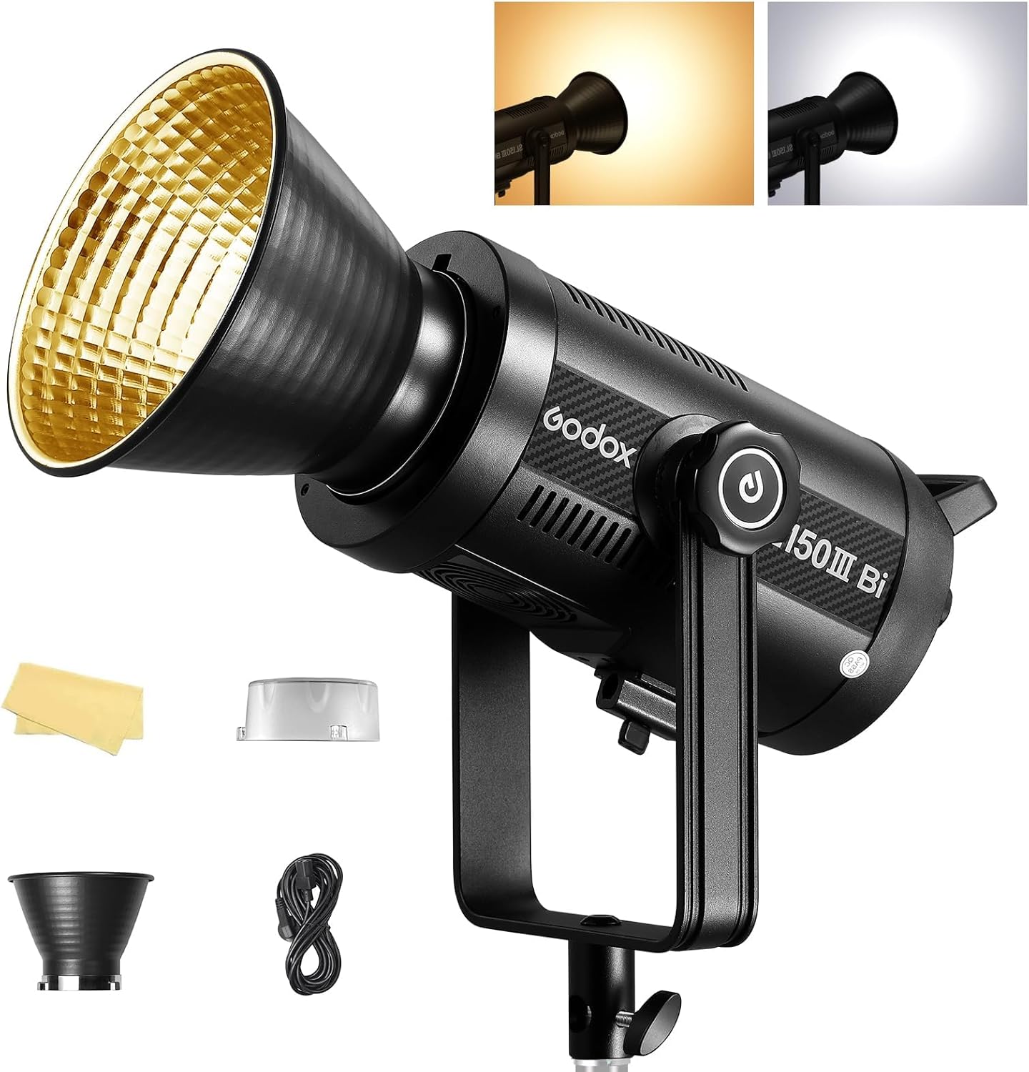 Godox SL150IIIBi 160W COB LED Video Bi Color Continous Outputing Light 2800-6500K 80,400Lux @1m, 5600K, with Reflector for Studio Film Photography Shooting (160W-Bi)