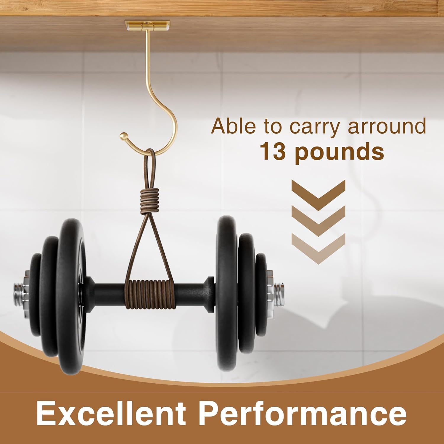 Crochets Banane Sous Armoire Pliables - Lot de 2 - Support Mural Adhésif, Gain de Place, Métal Durable - Image détaillée