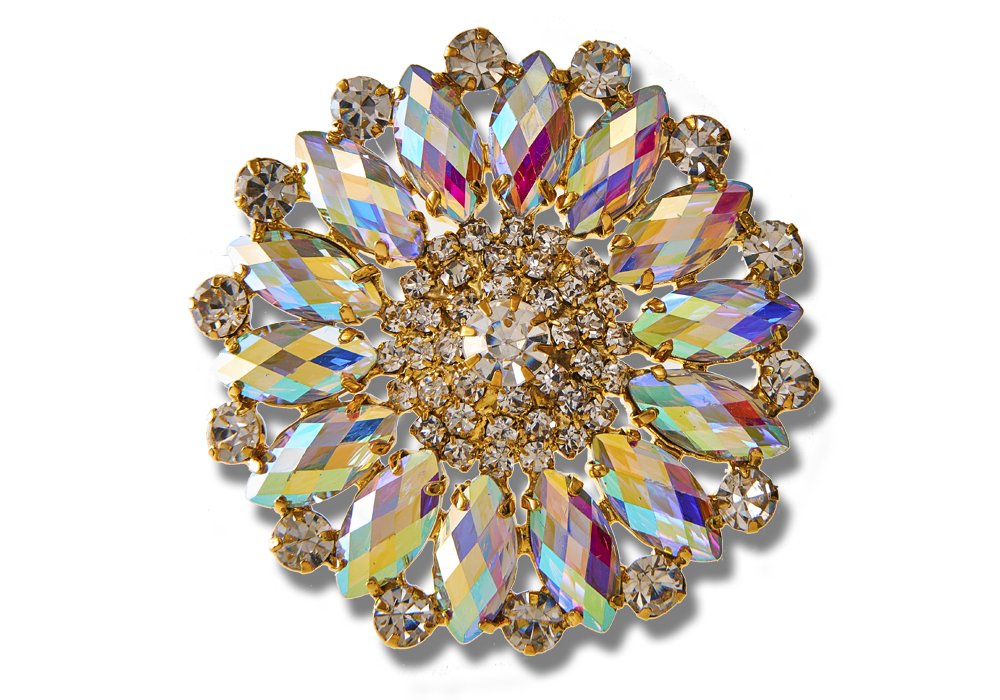 (Crystal AB, 5.5cm (55mm)) Style 8740 EIMASS® Jewelled Applique Sew or Glue on for Wedding Dress Embellishment