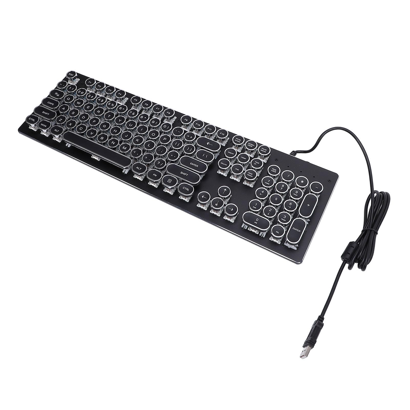 Focket Klawiatura do Gier, Niebieski Przełącznik 104 Klawisze Klawiatura Mechaniczna z Podświetleniem RGB 9 Efektów Anti Ghosting Przewodowa do Gier w Biurze PC (BLACK)