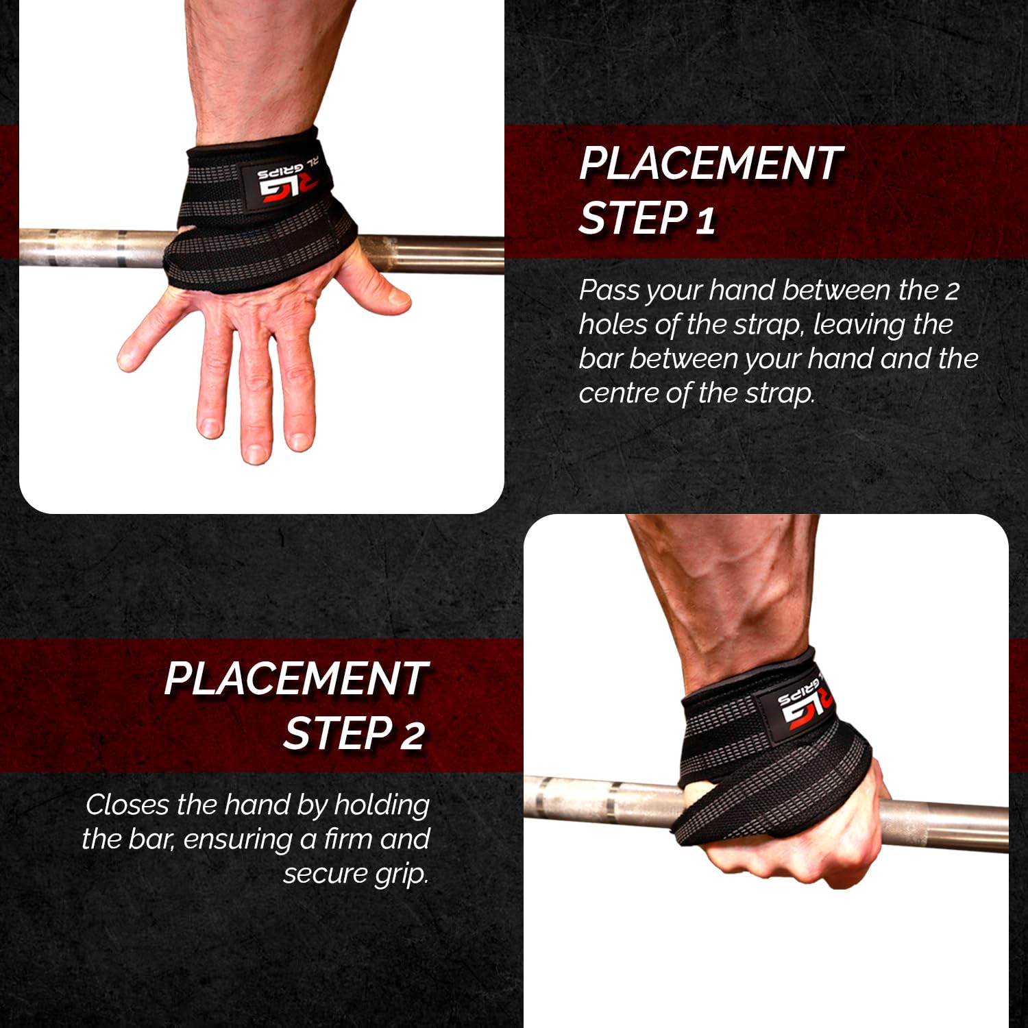 RL Grips - Straps 8 Gym do Podnoszenia Ciężarów i Profesjonalnego Powerliftingu z Wyściółką – Paski Chwytne w Kształcie Ósemki do Siłowni i Fitnessu, Idealne do Martwego Ciągu i Kulturystyki