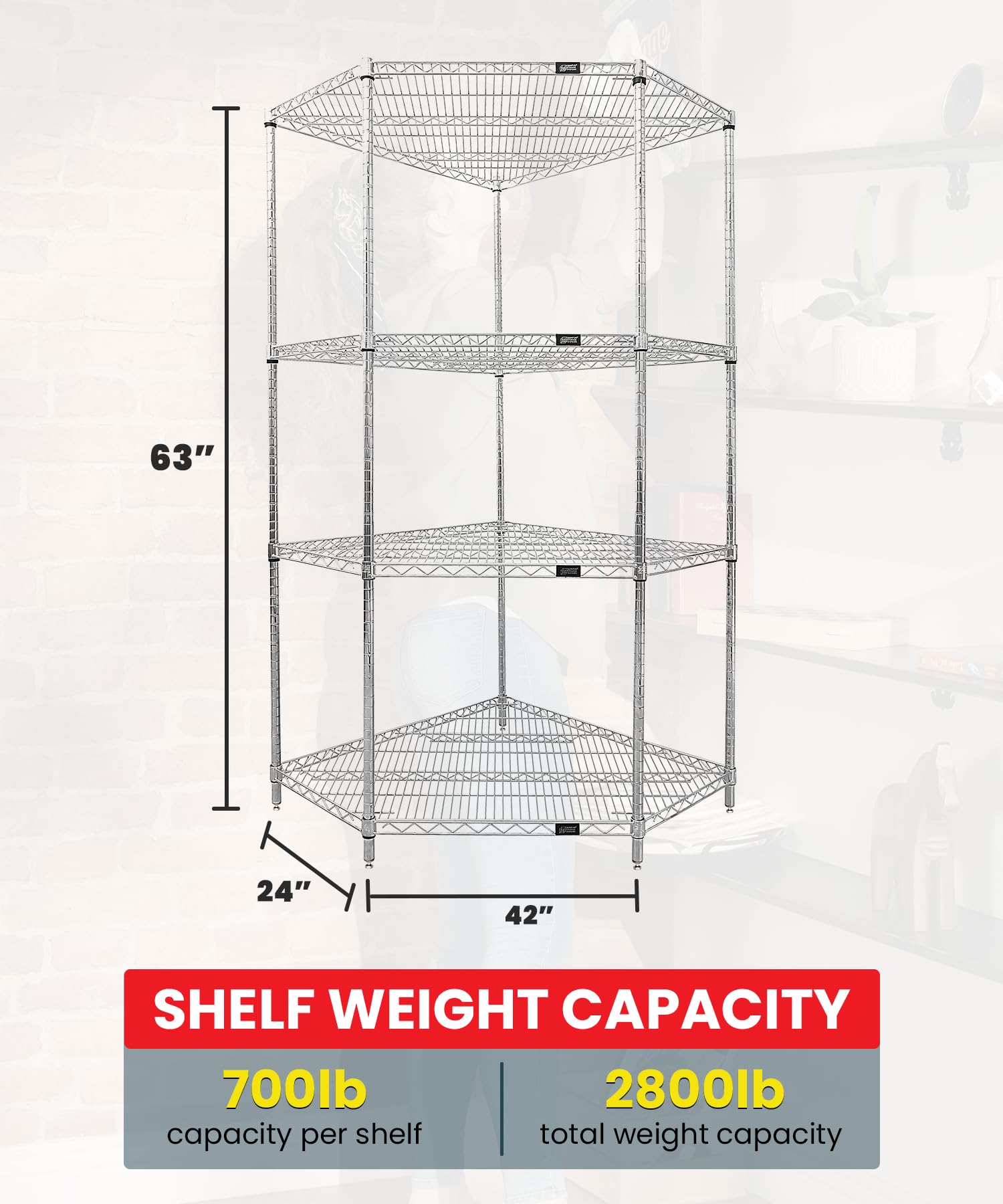 Quantum Storage Systems WR63-2442CRNC Wire Shelving, Carbon Steel, Chrome, NSF