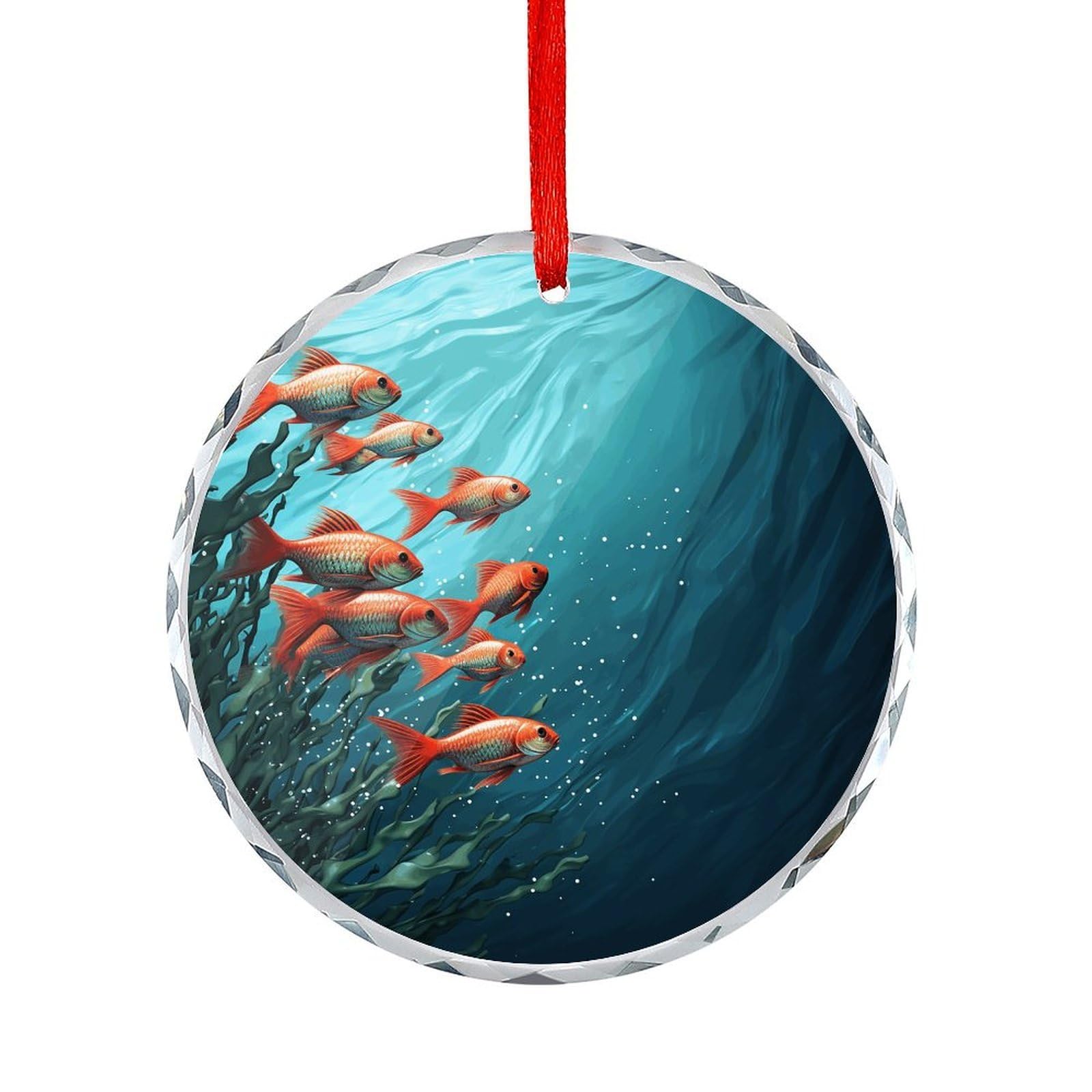 Fodpand Women's Style Fish Aquarium Round Glass Ornament Keepsake Gift Exchange Ideas Car Decor,Christmas Ornaments For Tree Window Garden Ornaments