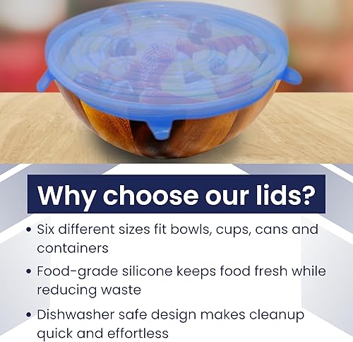 Miniatura 3 de Tapas elásticas de silicona - Fundas para tazones - Almacenamiento de alimentos reutilizables - Tapas de silicona aptas para microondas - Cubiertas