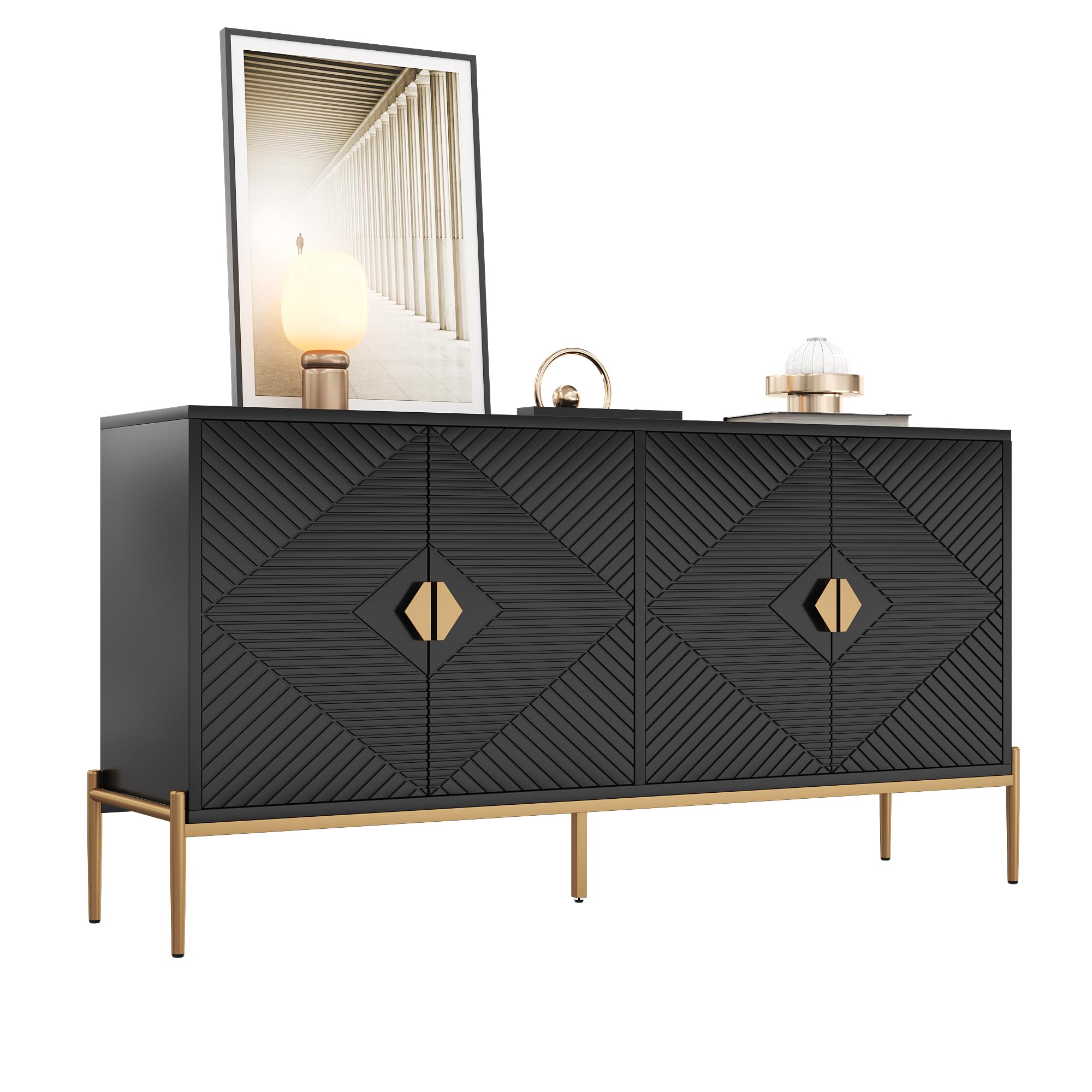 BTM Moderne Sideboards, Schränke, Lagerschränke, Kommode, geeignet für Wohnzimmer/Esszimmer/Eingang, 162 x 40 x 80cm (B/H/T)
