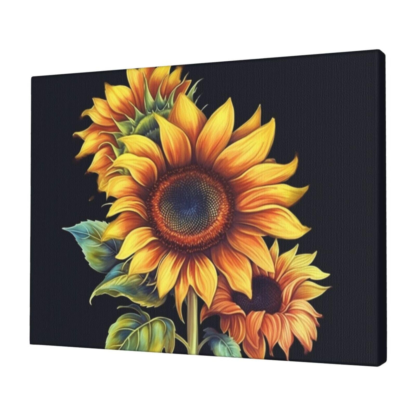 KLOPH Summer Sunflower Canvas Wall Art for Living Room 12"x16" Modern Artwork Painting for Bathroom Hanging Canvas Prints Aesthetic Wallart for Bedroom Kitchen Office Wall Decor