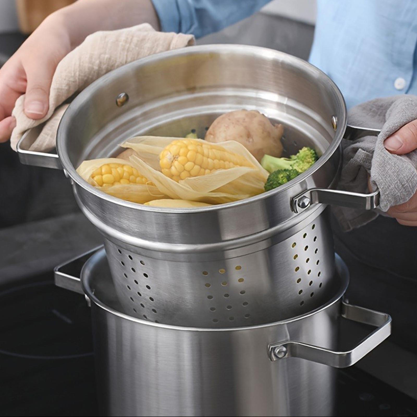 Sau Pot Frittiertopf Kochgeschirr Gemüse Spargelkocher Edelstahl Mit Dampfgarer Für Spaghetti Nudeln Gekochte Eier