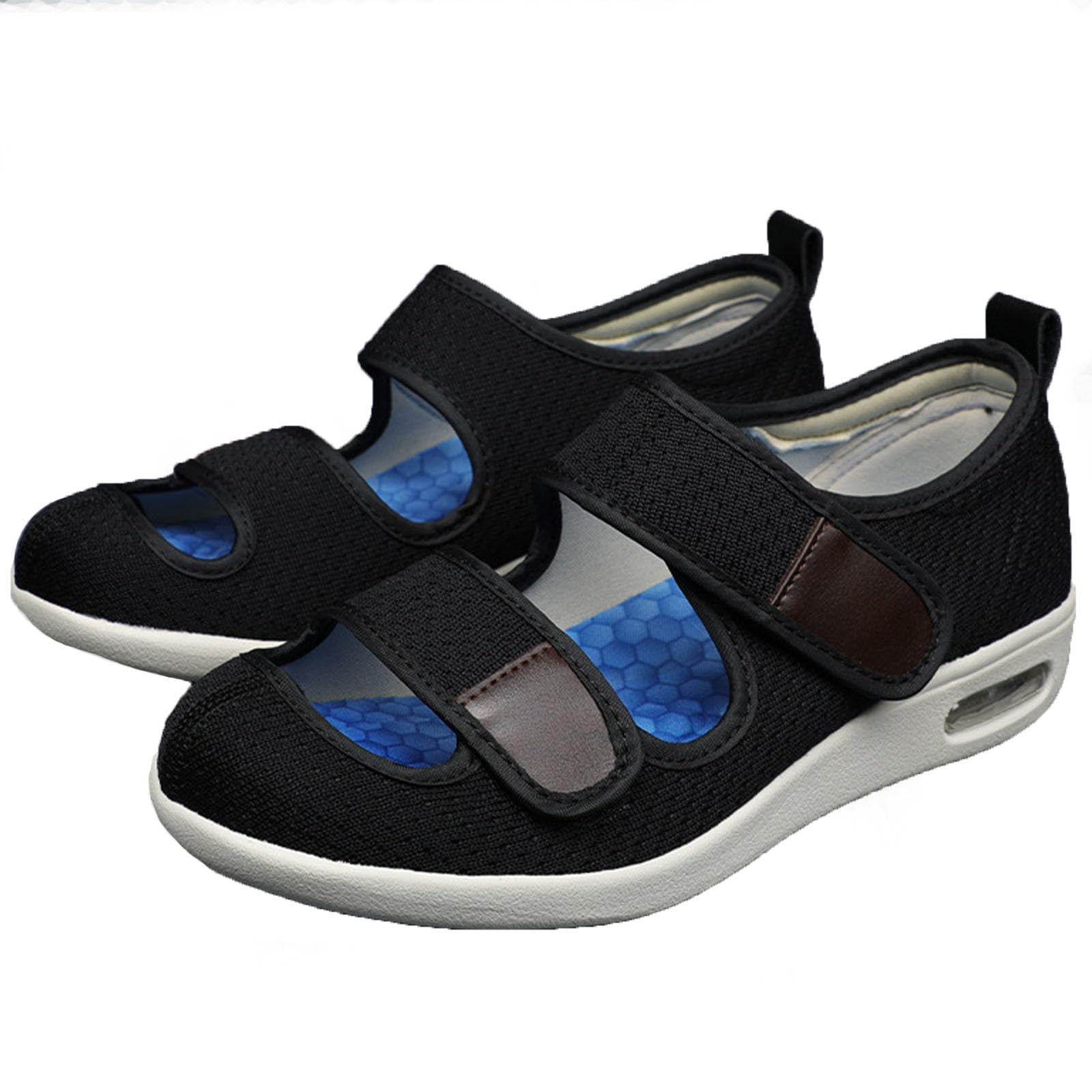 Buty męskie dla diabetyków, oddychające buty przeciwobrzękowe z pianką memory foam, dla osób starszych i z opuchniętymi stopami, łatwe do zakładania i zdejmowania (Black us Men 6)