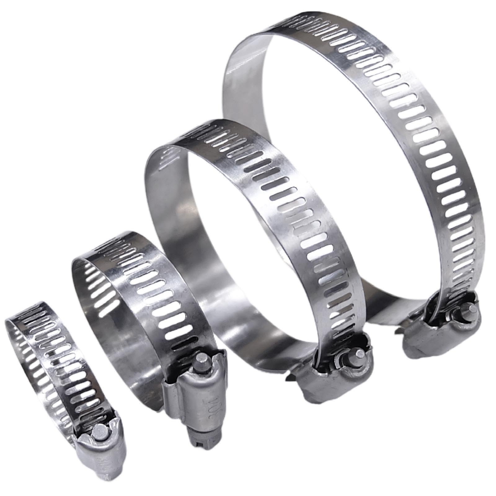 Abrazaderas de manguera ajustables de acero inoxidable 304, de 6 mm a 600 mm, con banda roscada, para tubería de combustible de coche, con tornillo sin fin, herramientas fijas (84-108 mm - 10 unidades