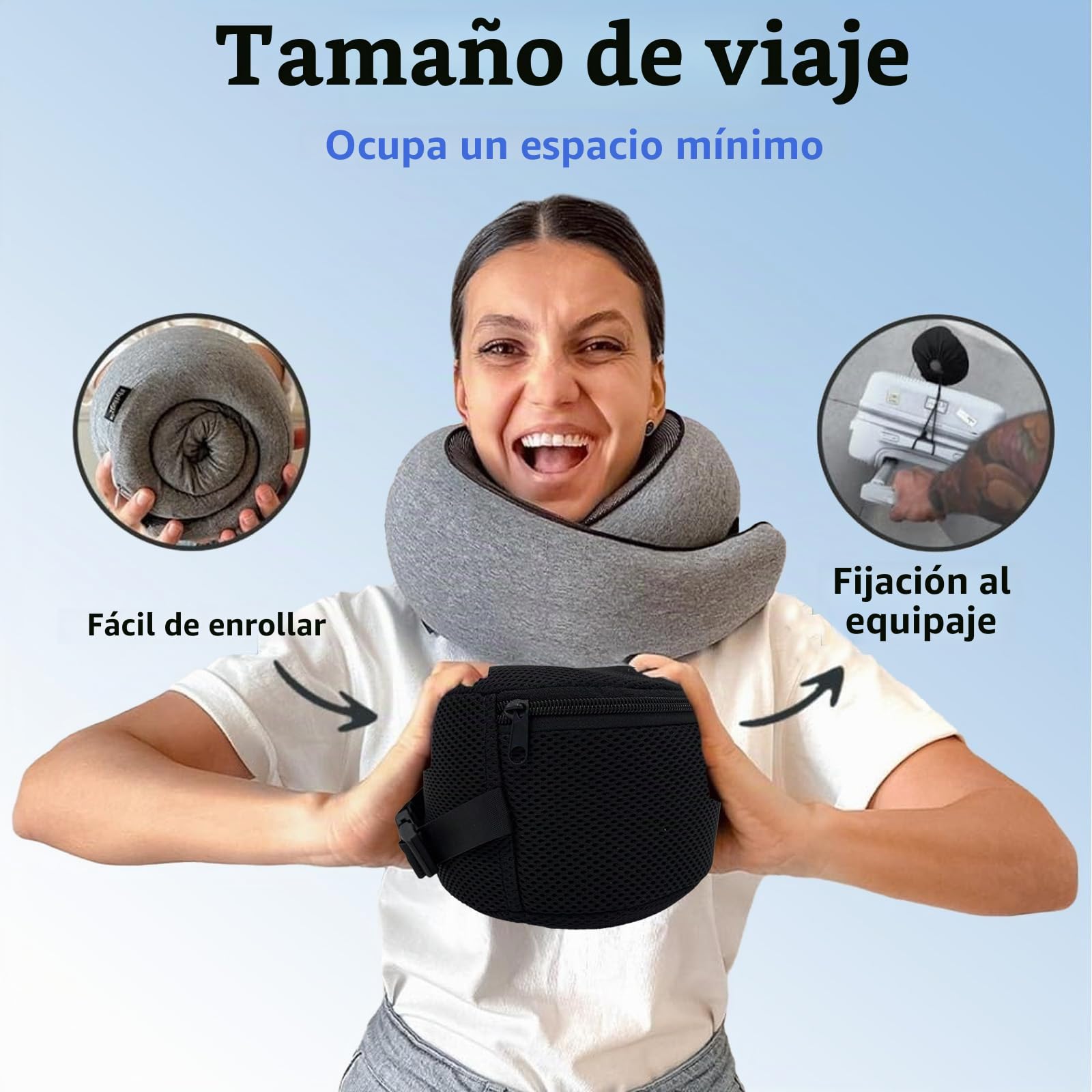 Reiteag Almohada Viaje Cuello, Almohada Cervical Viaje, Almohada Cervicales y Cuello Viaje, avión Coche Oficina, Incluye Antifaz para Dormir, Bolsa de Transporte