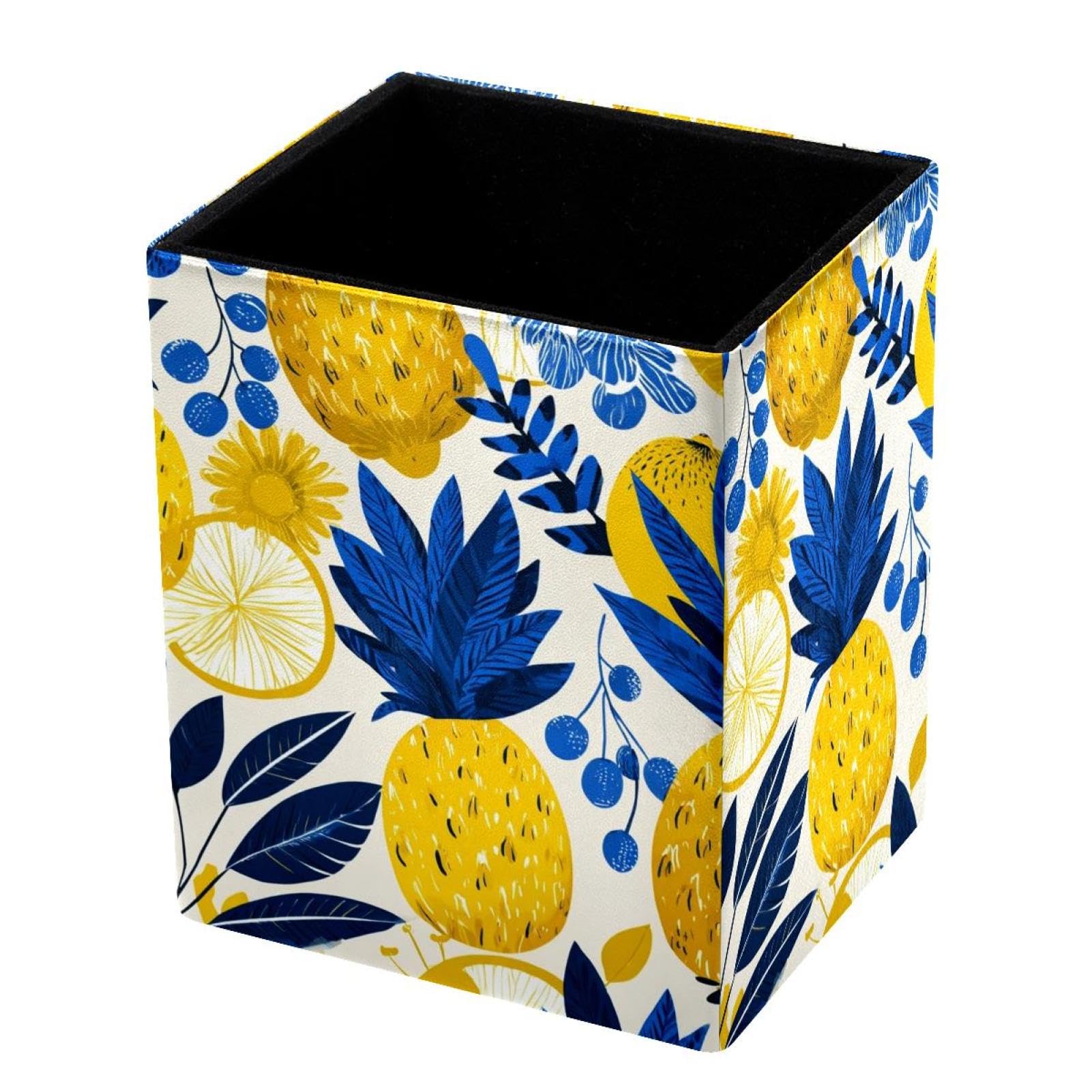VAPOKF Pencil Holders for Desk, Pineapple and Fruit Printed Pen Holders Pen Pot Makeup Brushes Storage Desktop Stationery Supplies Organiser for Home Office