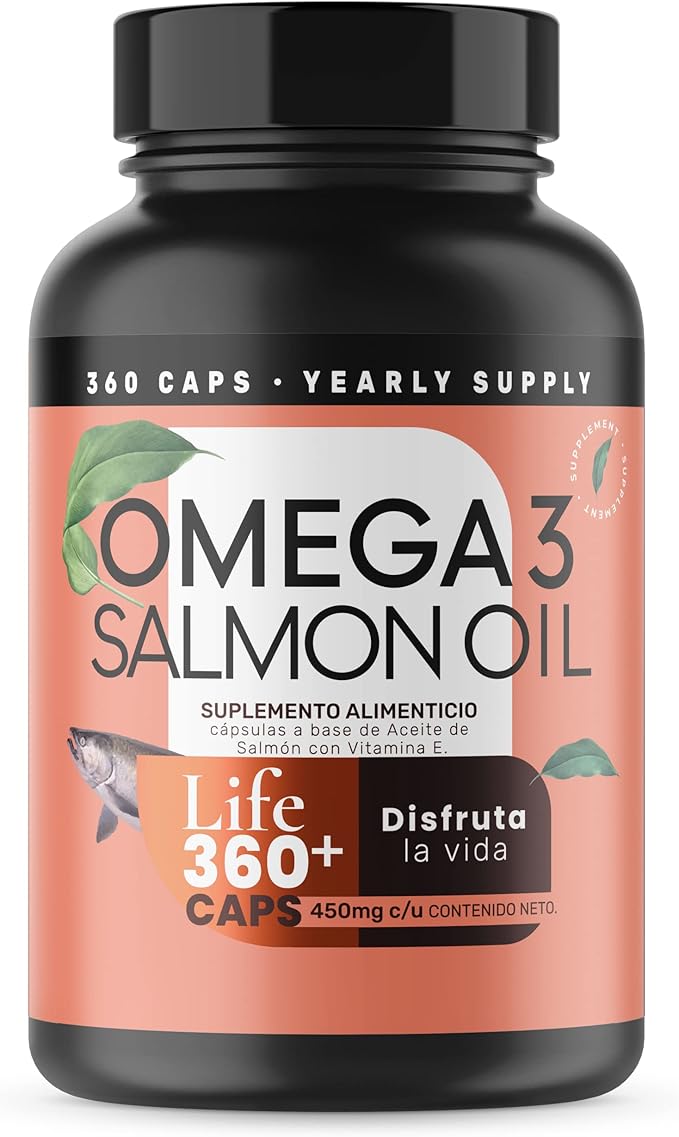 Omega 3 de Salmón 360 Cápsulas. Alta concentración (EPA DHA) con