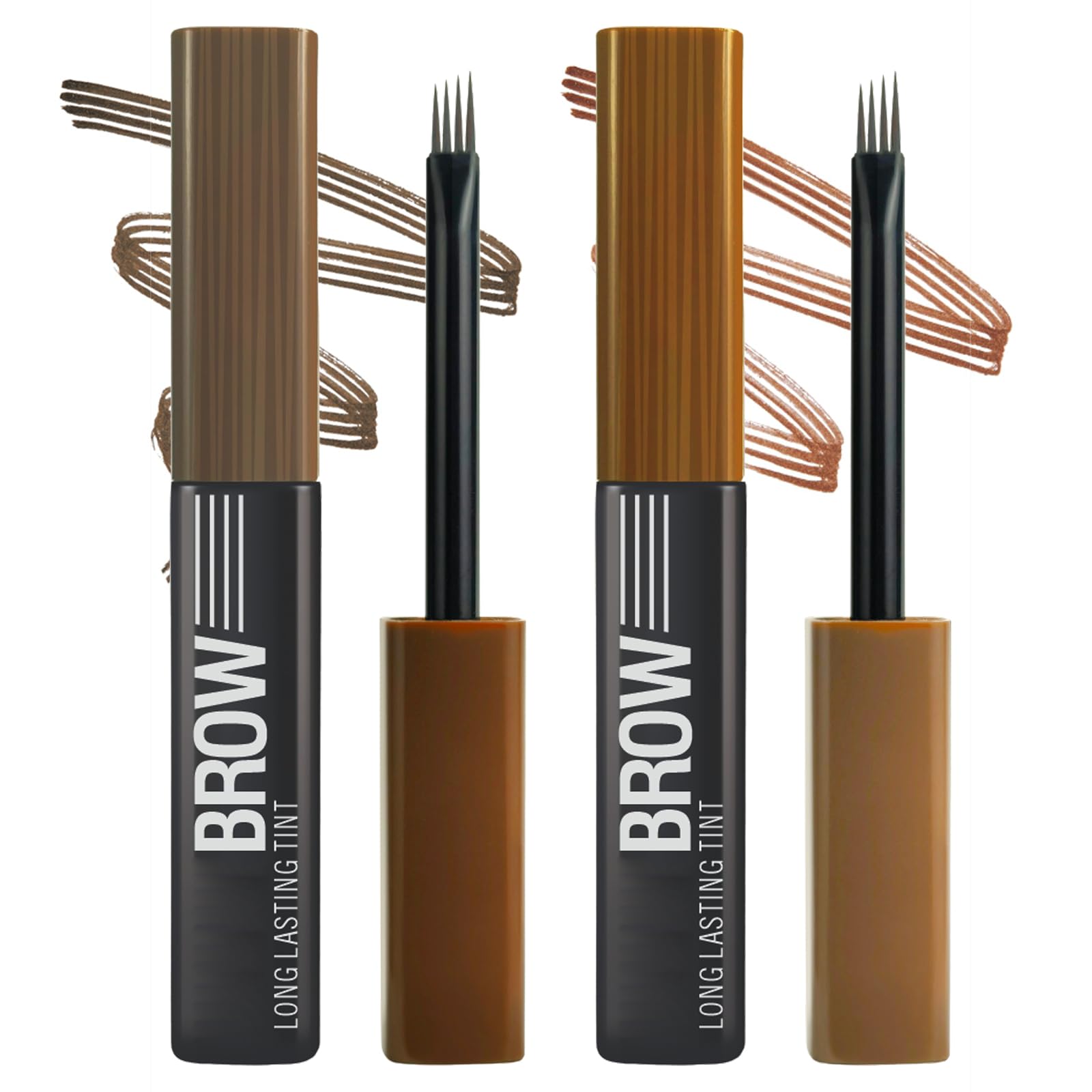 2pcs-Liquid Eyebrow, Precise Micro-blading Liquid Eyebrow Pen with 4-Fork Tip, Waterproof Brow Pen for Natural Hair-Like Brows, Long-Lasting Brow Pencil for Women(Dark Brown&Light Brown)