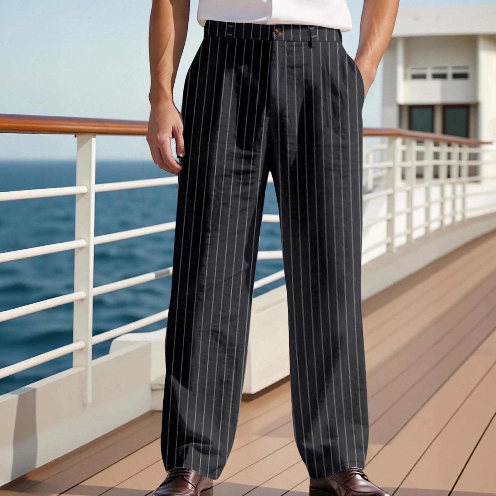Pantalon de costume baggy pour homme - Pantalon rayé élégant - Pantalon chino rayé - Pantalon de smoking décontracté