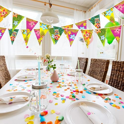 Miniatura 4 de FEPITO Paquete de 6 banderines hawaianos para fiestas tropicales Luau en total 59.1 ft