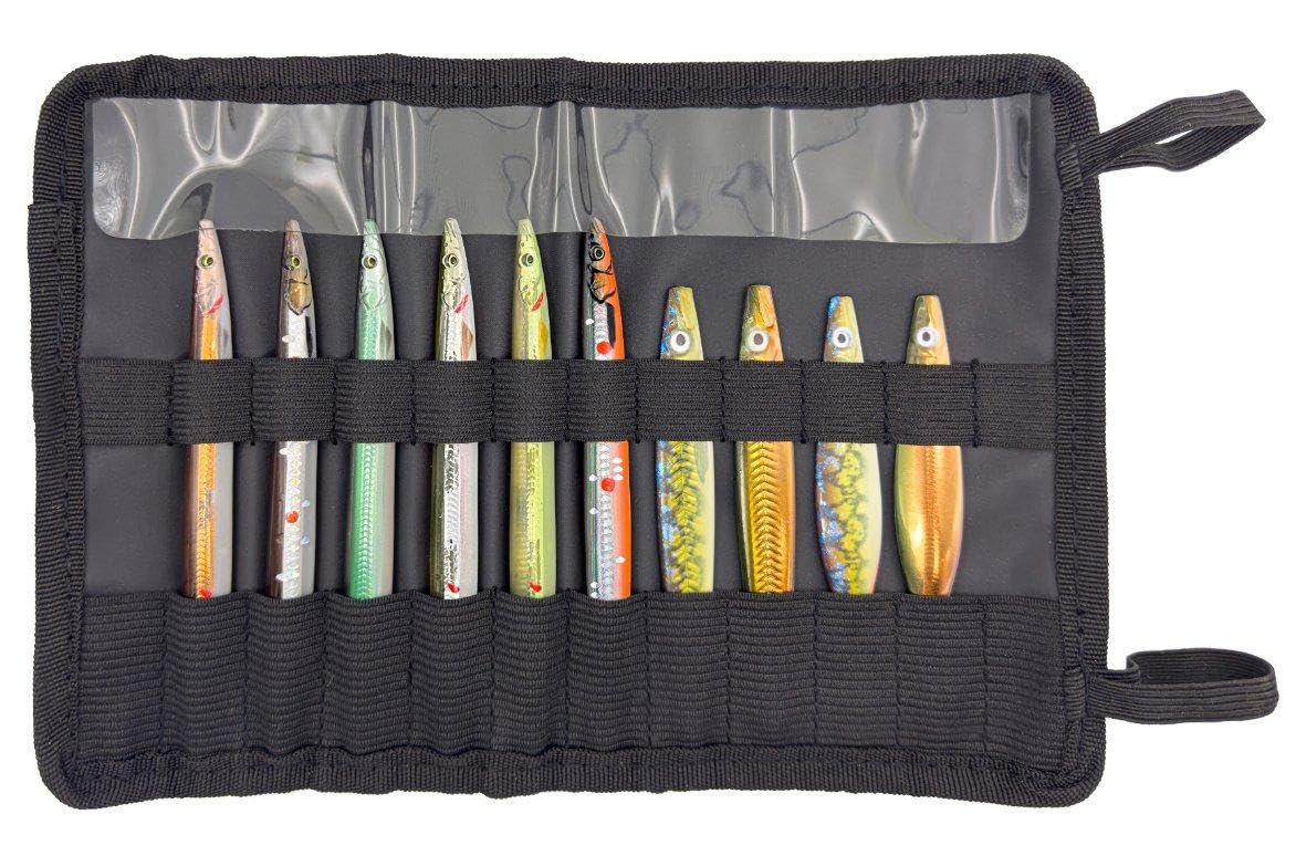 Savage Gear LT Sandaal i Seeker Pouch, zestaw przynęt przybrzeżnych, łowienie pstrąga morskiego, 10 przynęt, różne wagi i wzory, przynęta Mefo