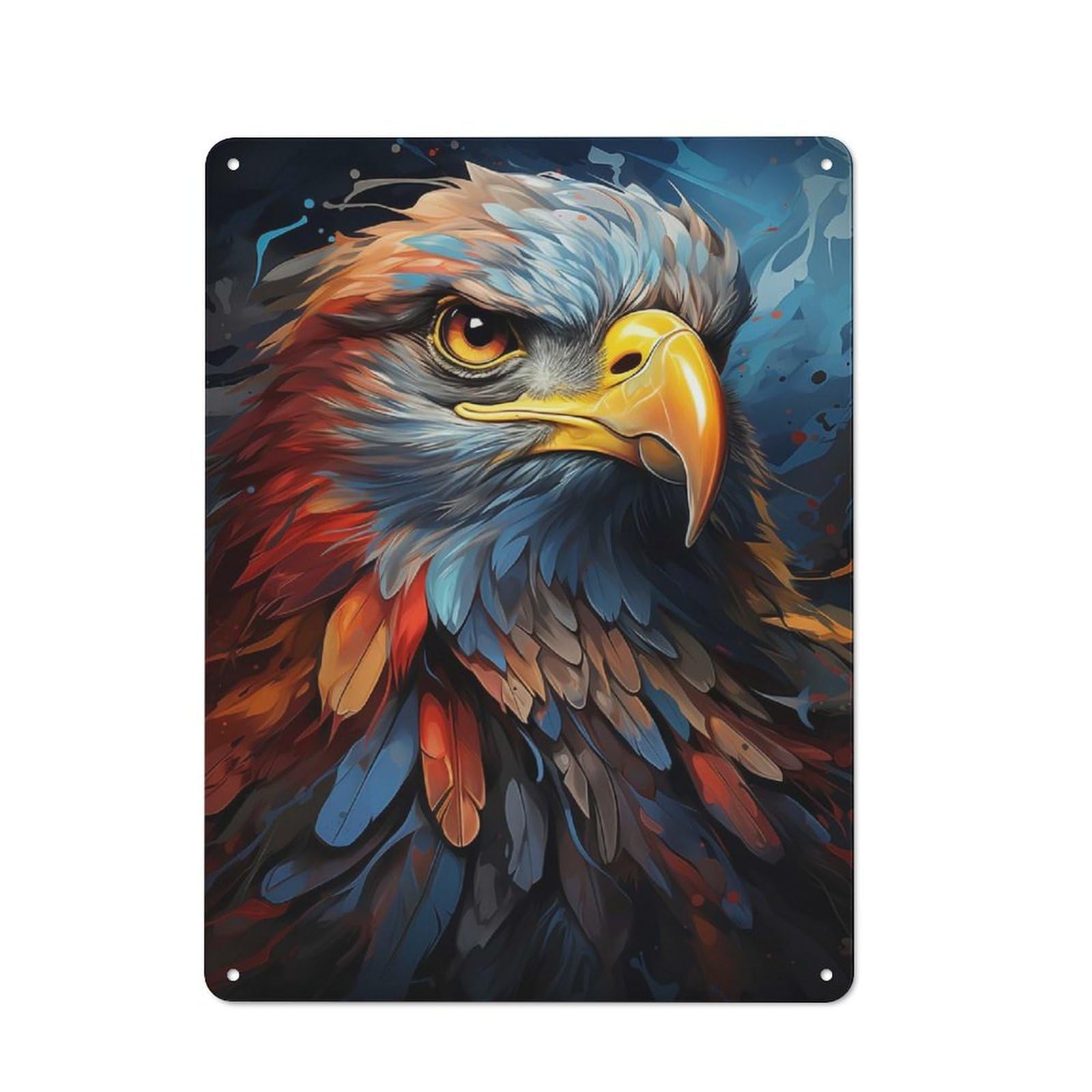 Junmoney Majestic Eagle Portret Industrial Metal Wall Sign 40X30cm Featuring Urban Room Decor For Loft, Studio, Office Or Creative Room