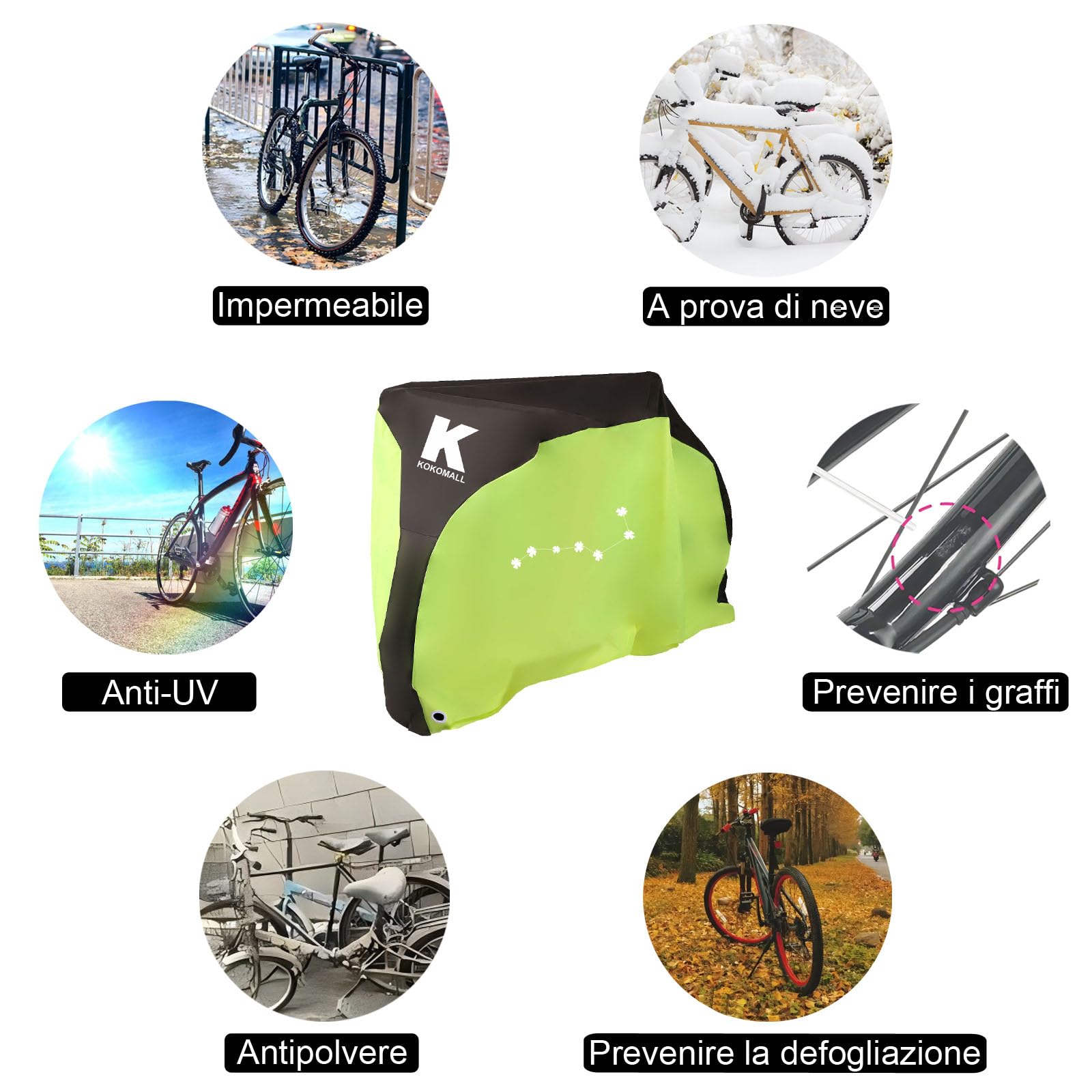 Telo Copribici da Esterno Impermeabile,Copertura Bicicletta Protettivo per Biciclette Antipolvere Vento Pioggia Protezione UV, Copertura per Mountain Bike ,200 x 110 x 70 cm
