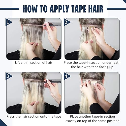 Miniatura 6 de Full Shine Cinta de inyección virgen en extensiones de cabello de 14 pulgadas, color marrón oscuro, extensiones de cinta virgen de 0.71 oz, 10