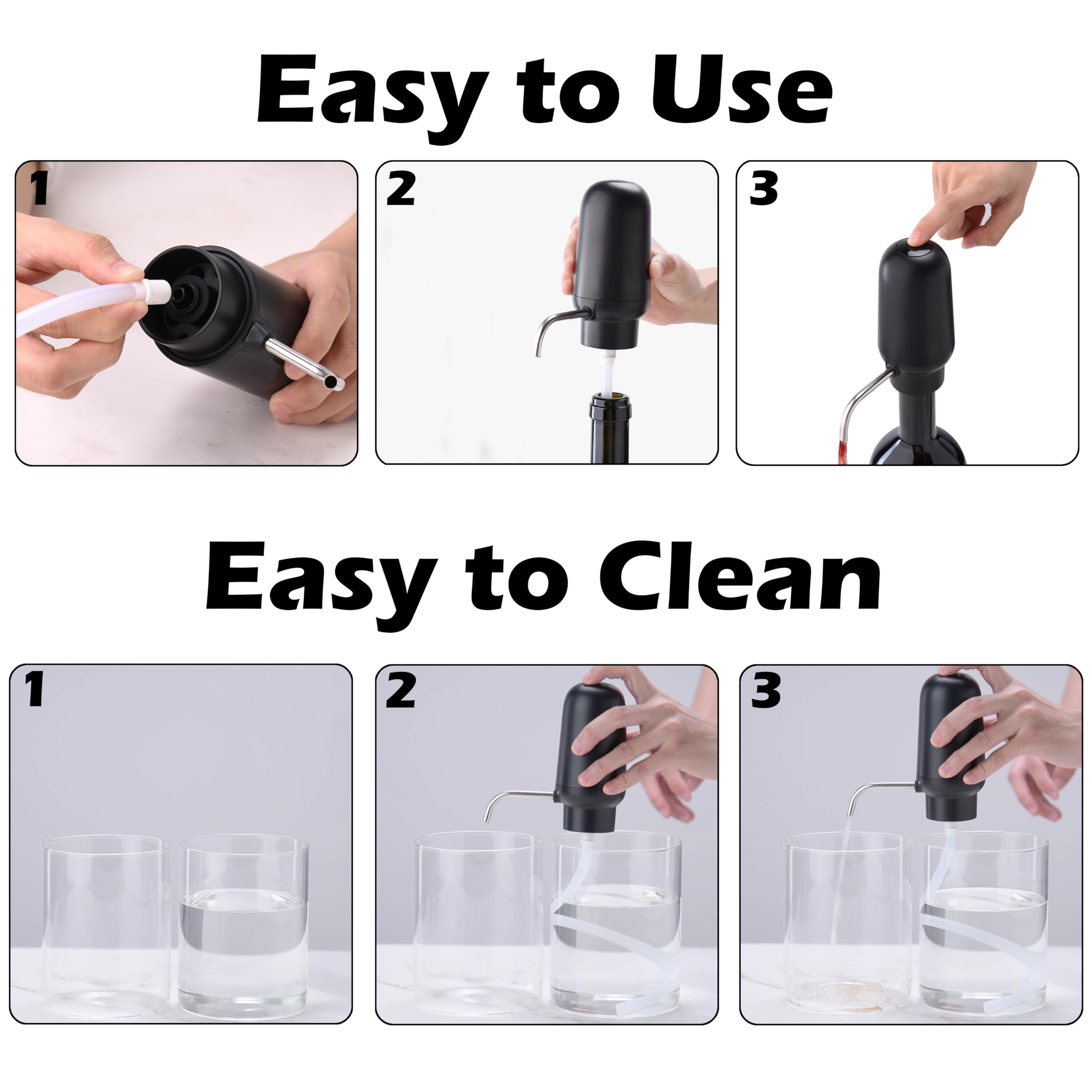 Dispensador de vino aireador de vino eléctrico recargable con puerto USB-C, sirve 30 botellas más por carga, mejora el sabor al instante, 100% seguro para alimentos, regalo de vino 4