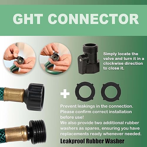 Miniatura 4 de Manguera de jardín sin fugas para riego sin torceduras y ligera, mangueras de agua de 12 pulgada de 4 pies con accesorios hembra y macho para