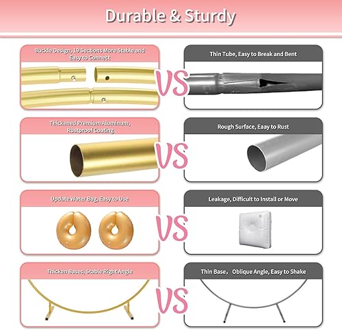 Miniatura 5 de Soporte de fondo redondo de 7.2 pies, color dorado, kit de arco de globos circulares, kit de arco de globos de boda con base de soporte, arco de