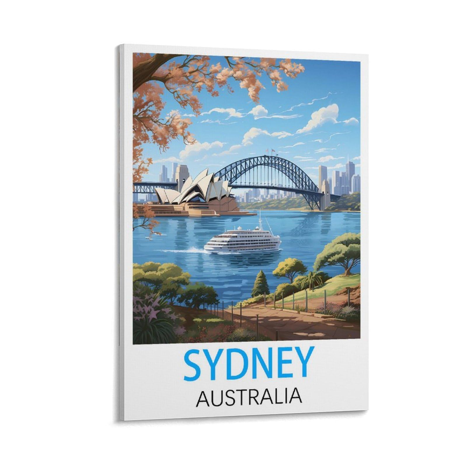 Ceyhno Frame-Style Sydney Australia Vintage Travel Posters 12X18inch(30X45cm) Canvas Art Poster And Wall Art Picture Print Modern Family Bedroom Decor